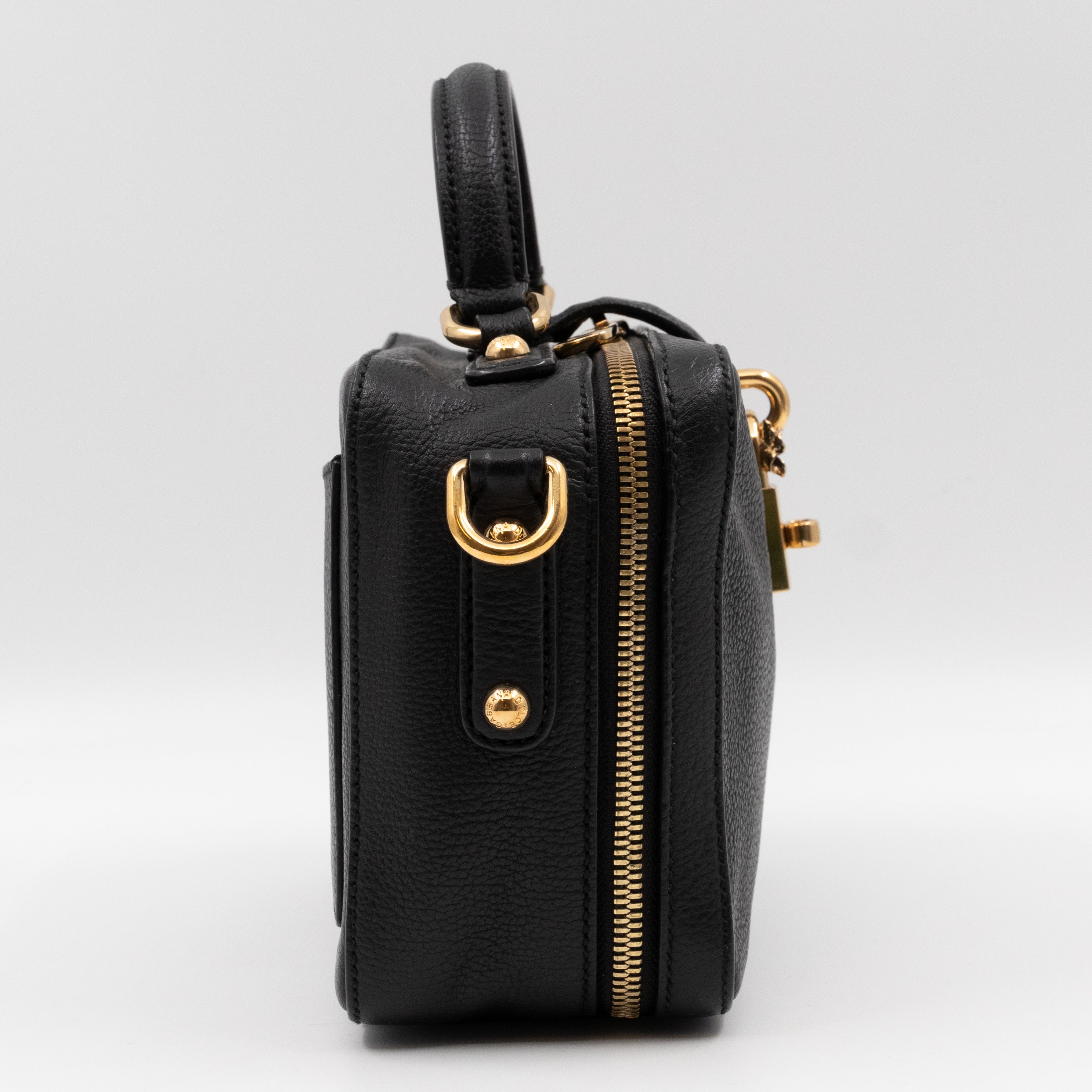 Rosaria Shoulder Bag Black Drummed Calfskin