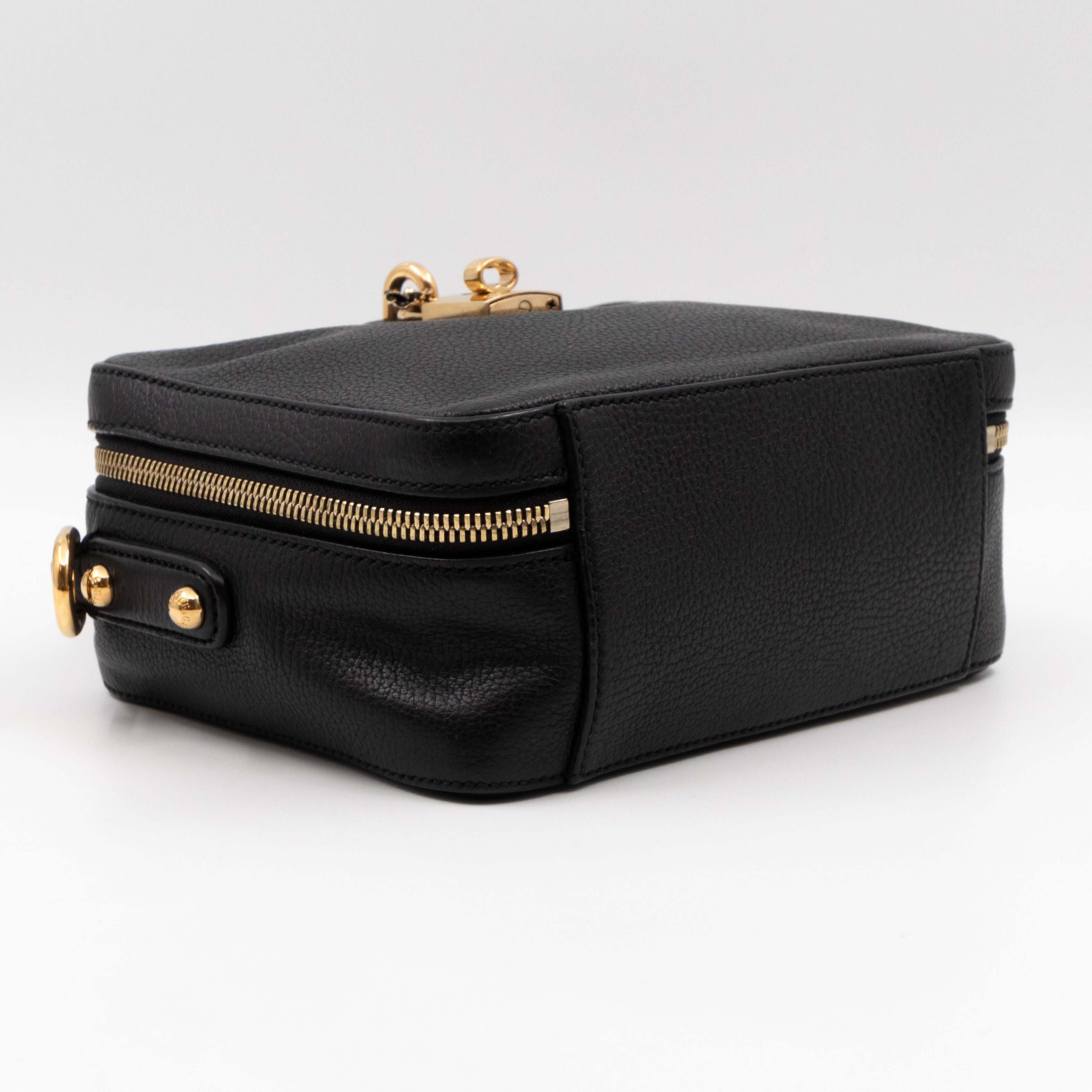 Rosaria Shoulder Bag Black Drummed Calfskin