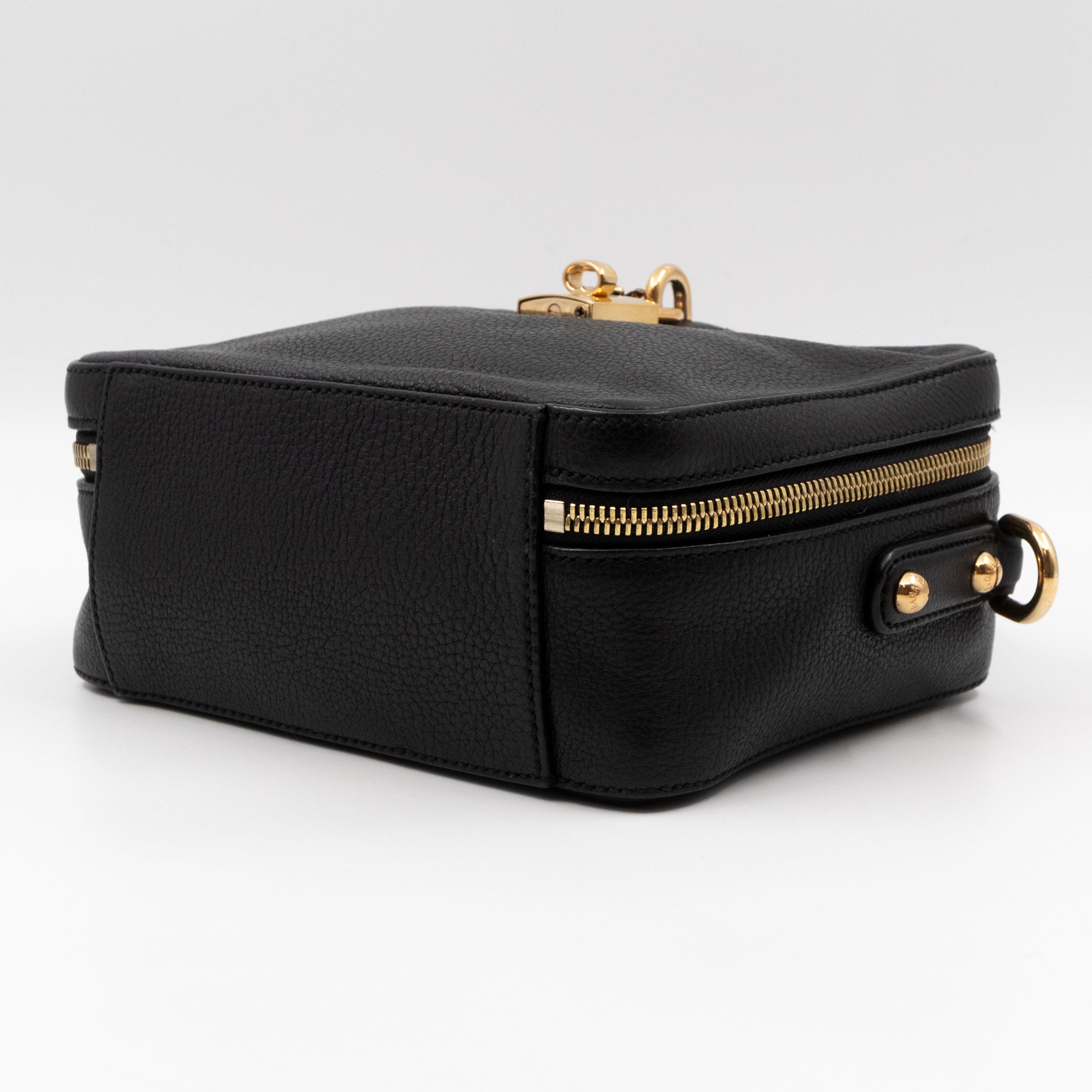 Rosaria Shoulder Bag Black Drummed Calfskin
