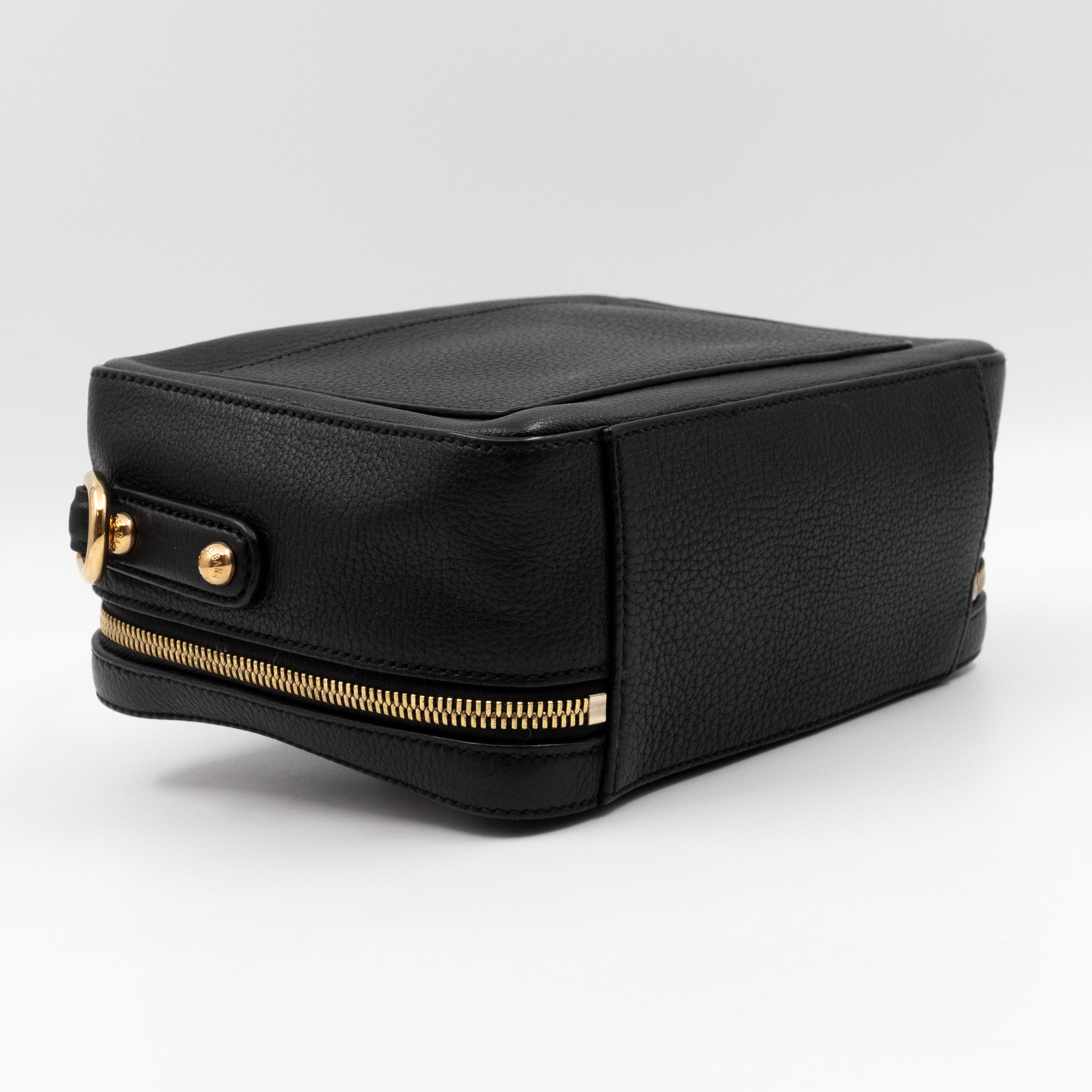 Rosaria Shoulder Bag Black Drummed Calfskin