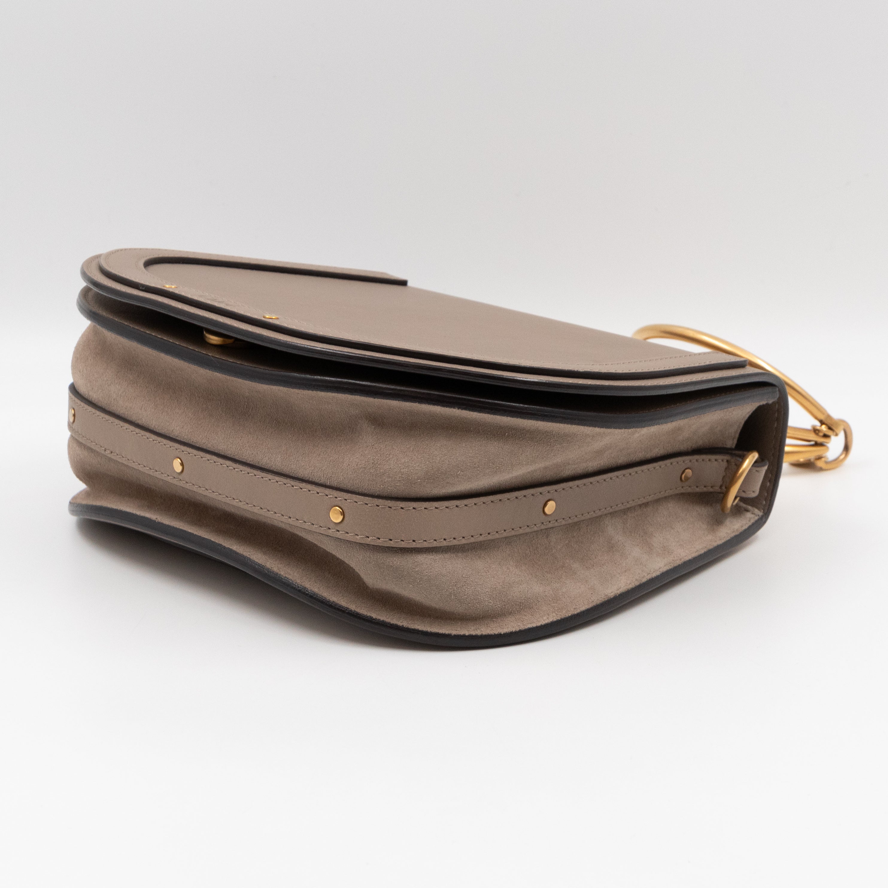Nile Bracelet Bag Medium Gray Leather