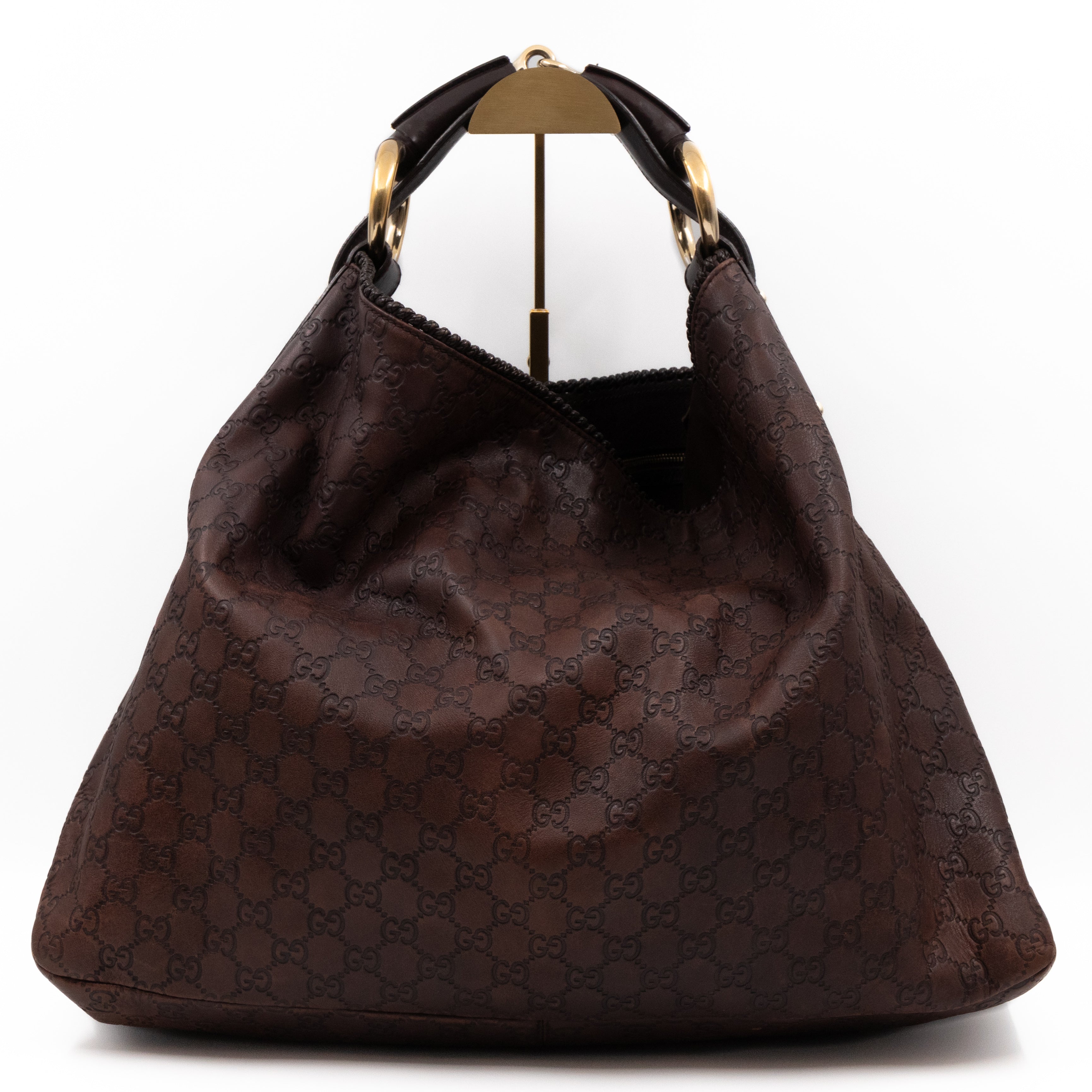 Horsebit Hobo Bag Large Brown Leather