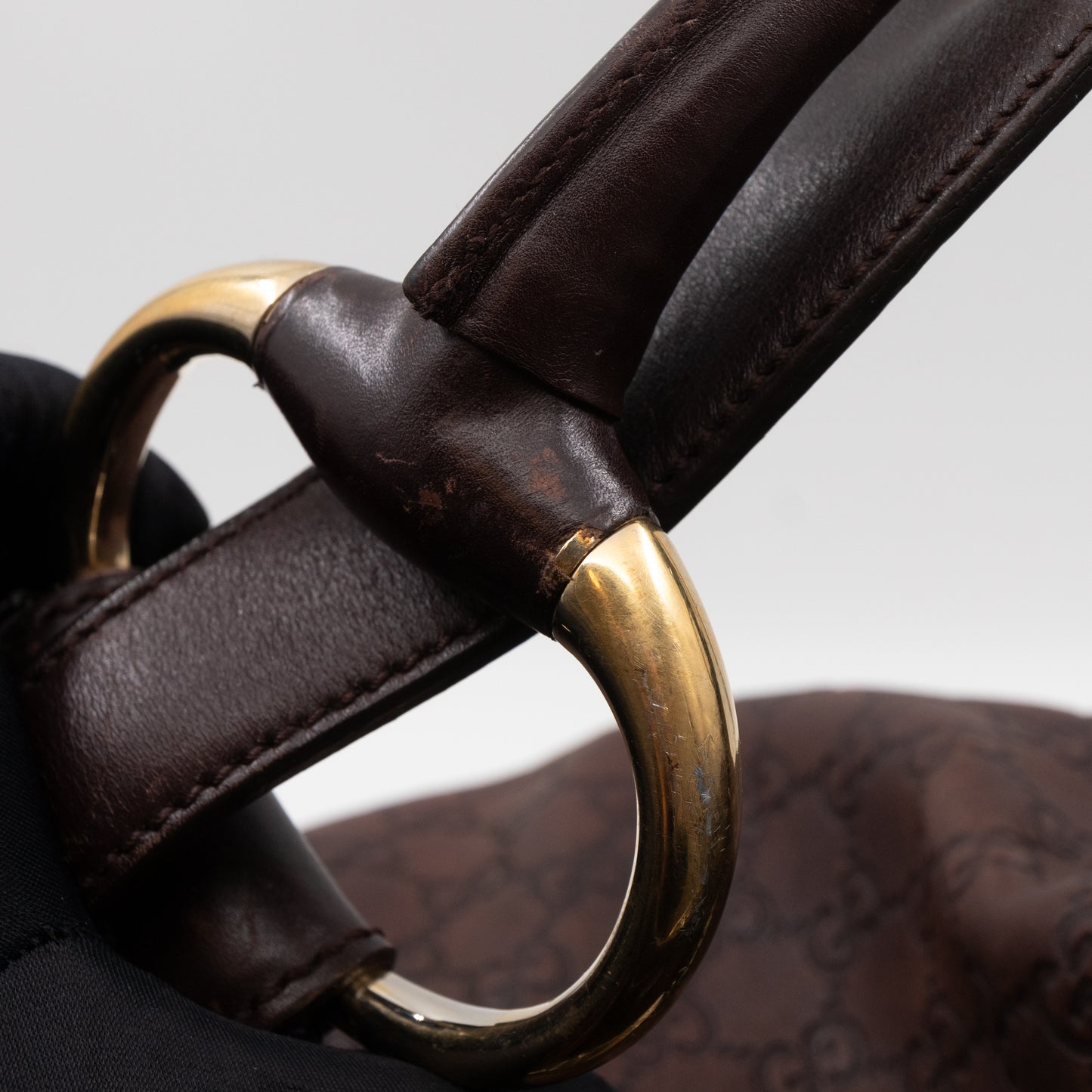Horsebit Hobo Bag Large Brown Leather