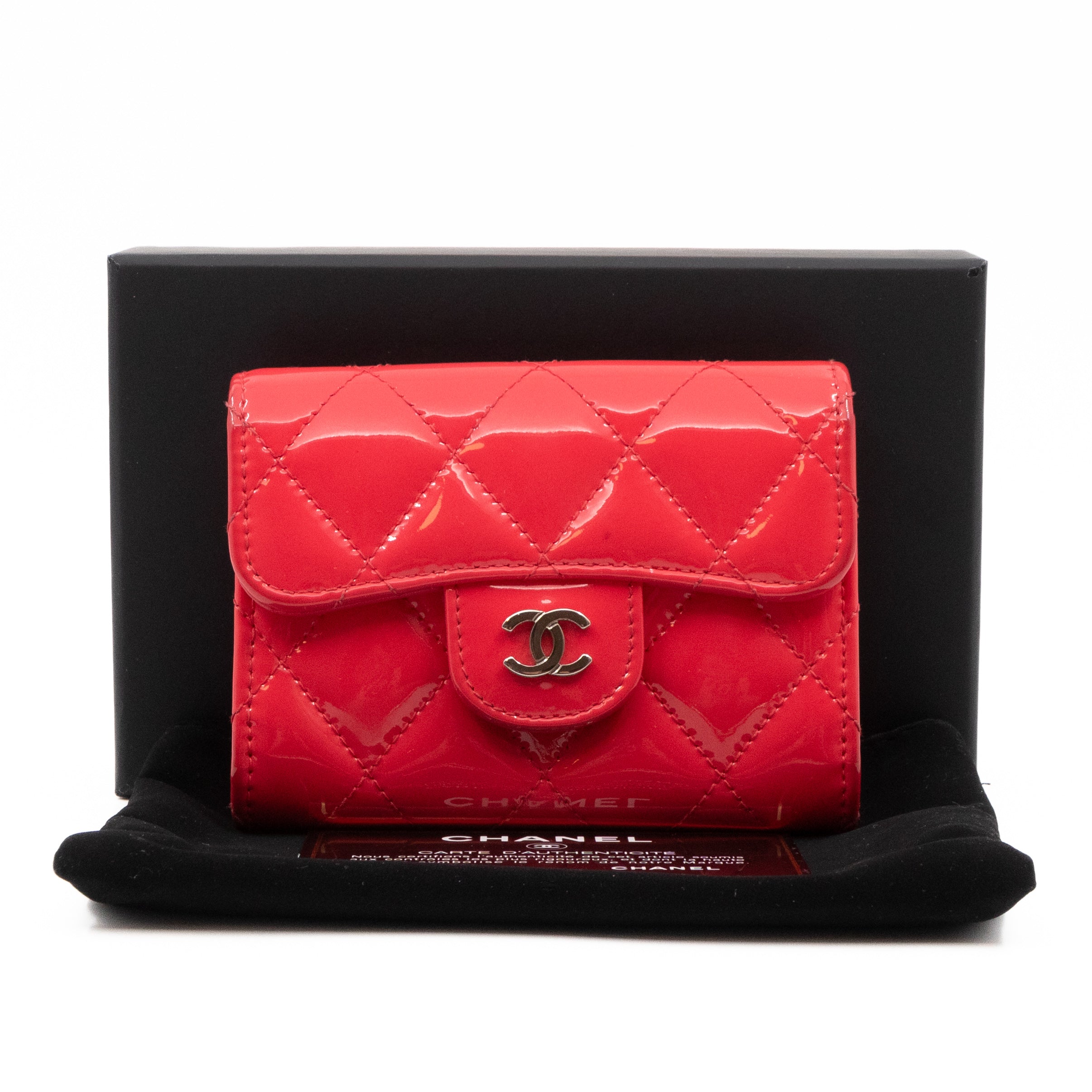 Classic Flap Card Case Pink Patent Leather