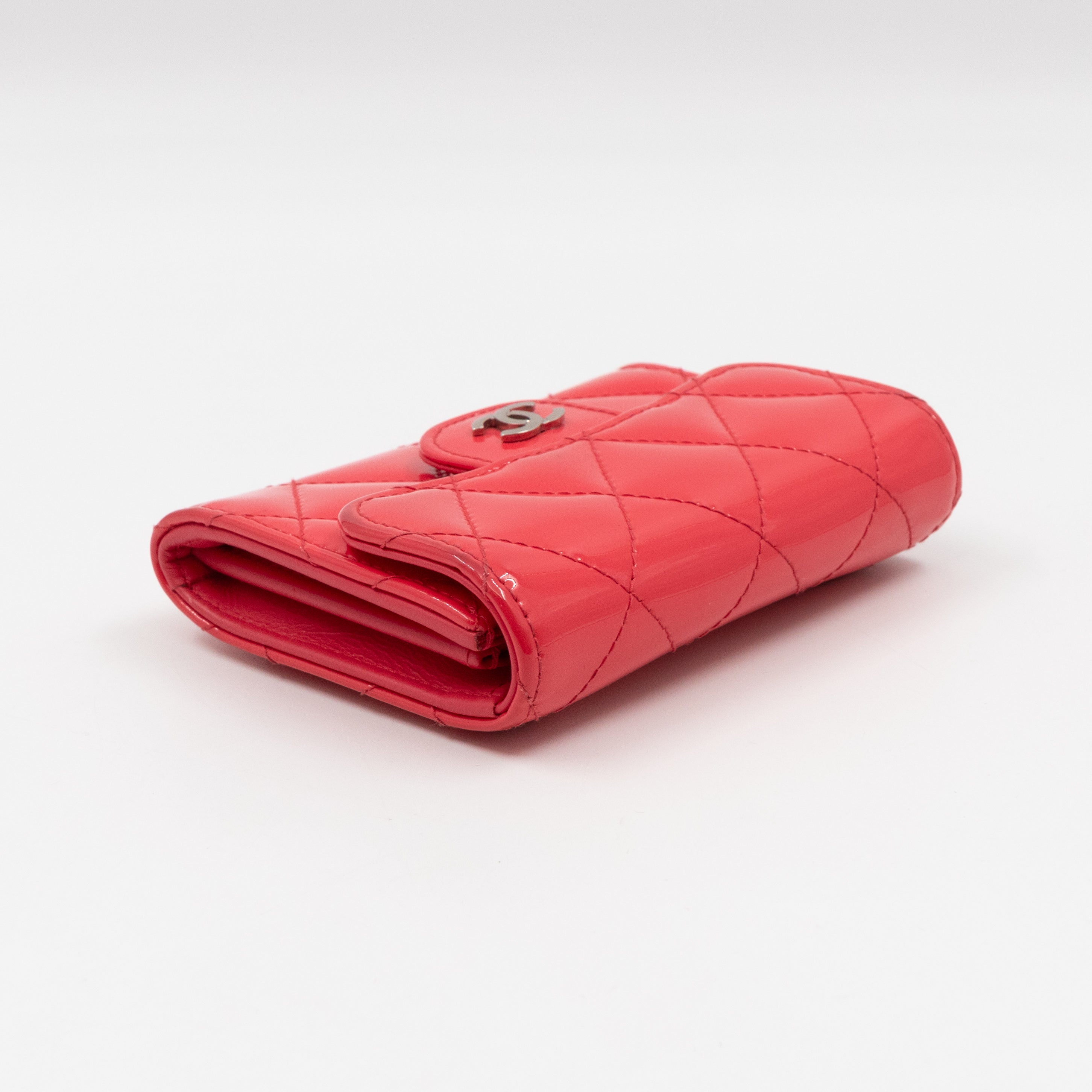 Classic Flap Card Case Pink Patent Leather