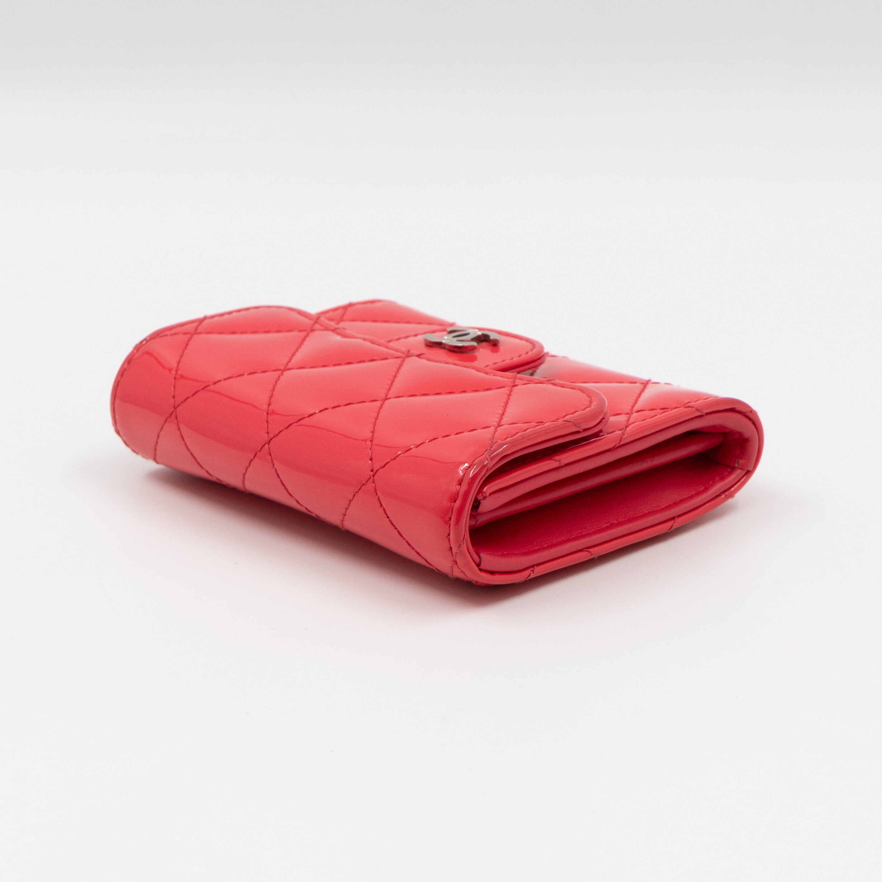 Classic Flap Card Case Pink Patent Leather