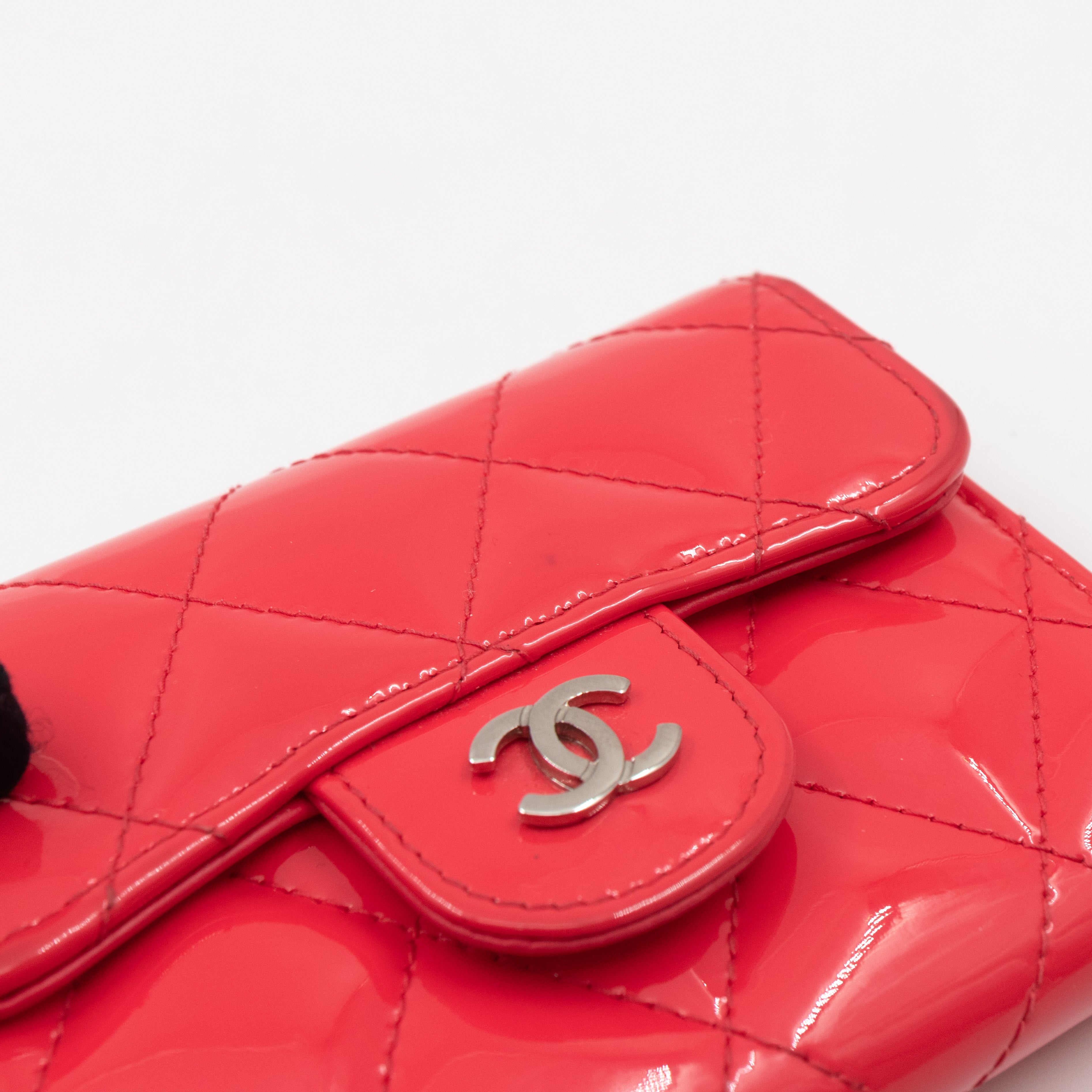 Classic Flap Card Case Pink Patent Leather