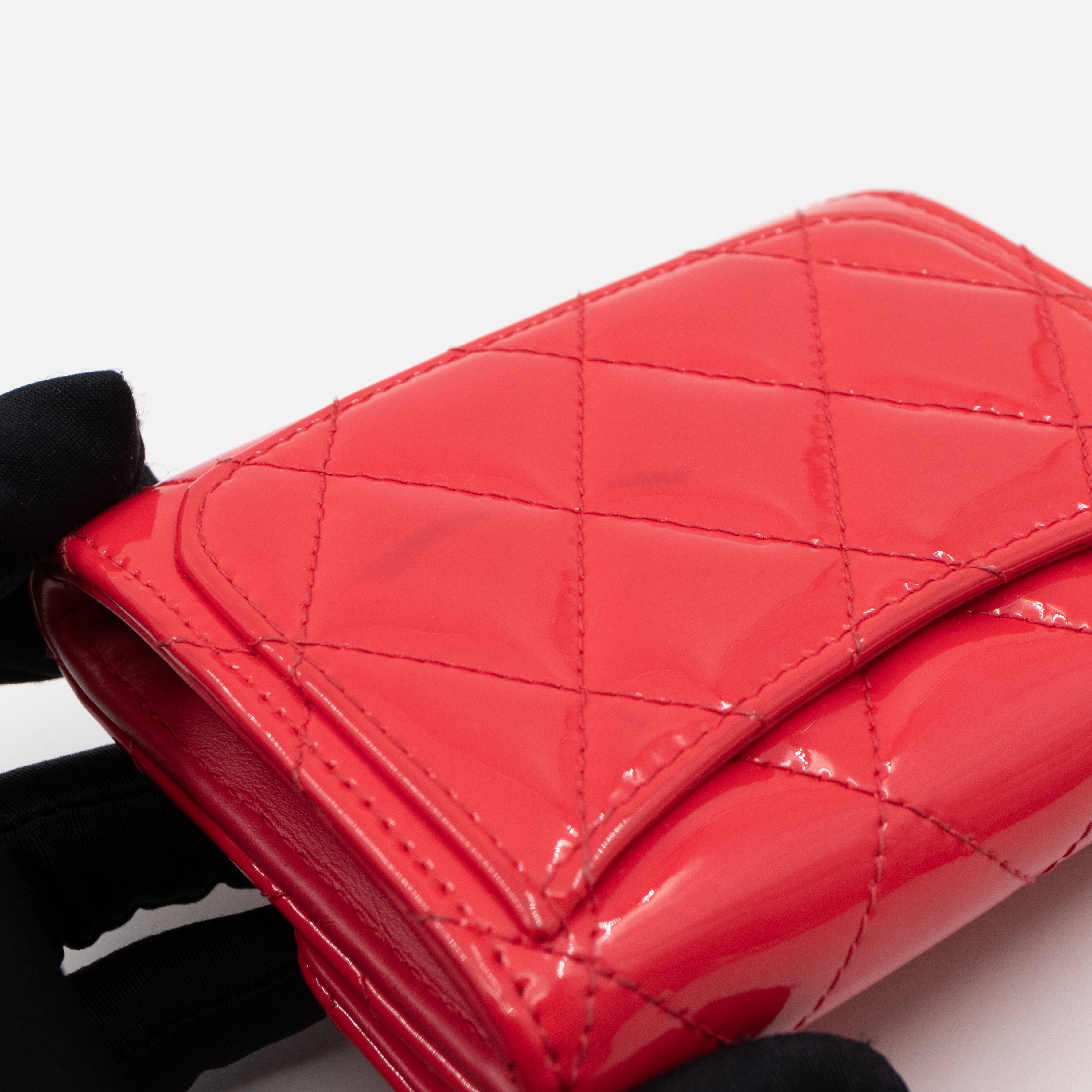 Classic Flap Card Case Pink Patent Leather