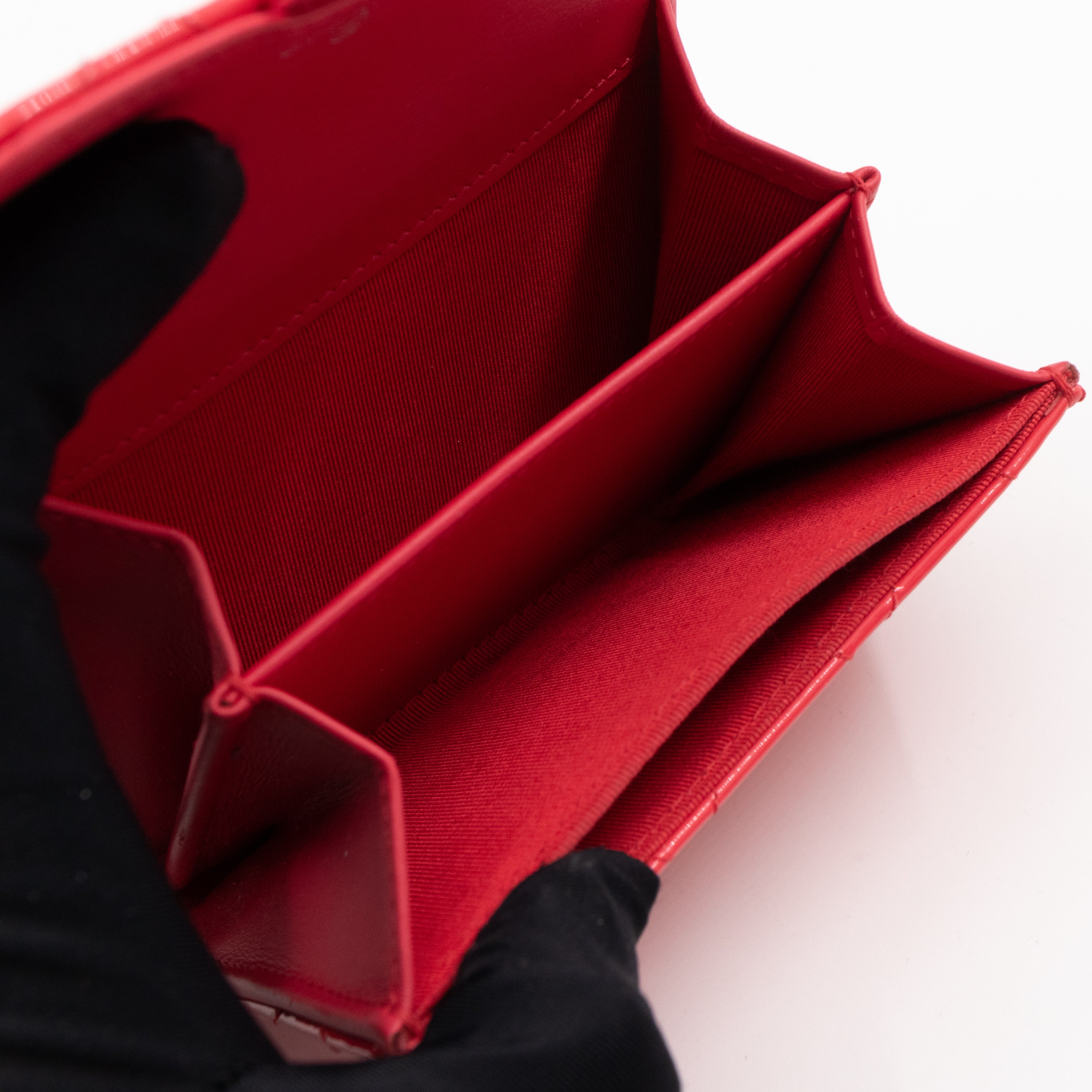 Classic Flap Card Case Pink Patent Leather