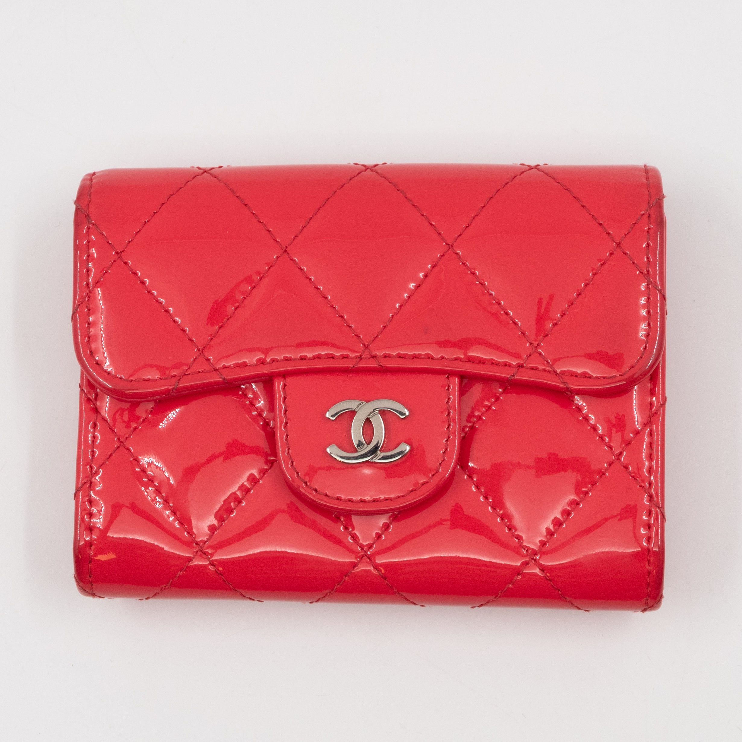 Classic Flap Card Case Pink Patent Leather