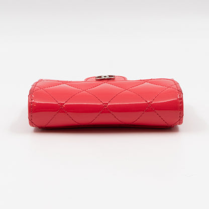 Classic Flap Card Case Pink Patent Leather