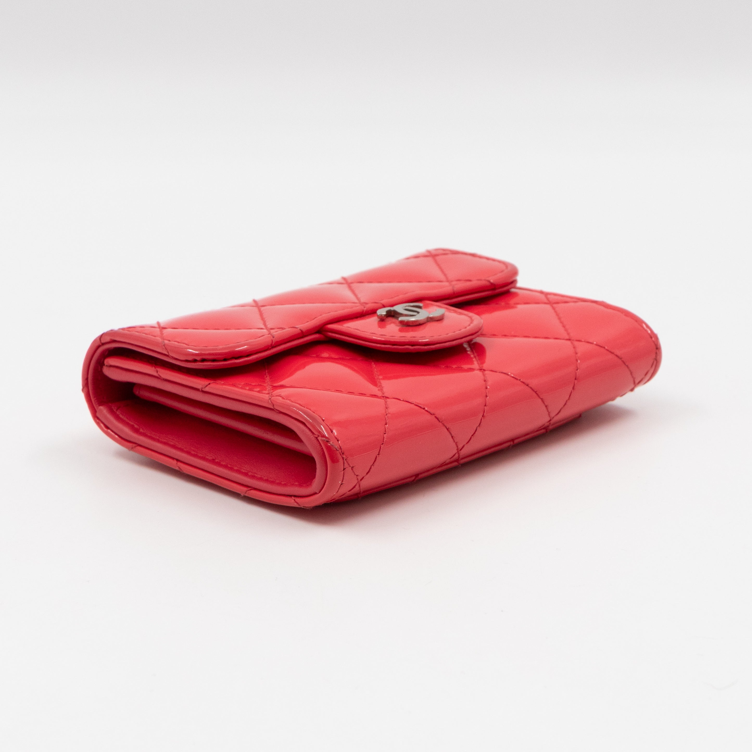 Classic Flap Card Case Pink Patent Leather