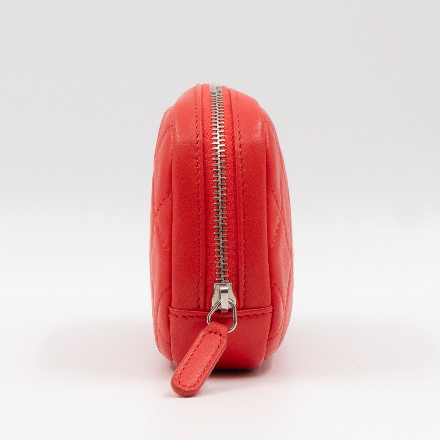 Curvy Pouch Cosmetic Case Coral Leather