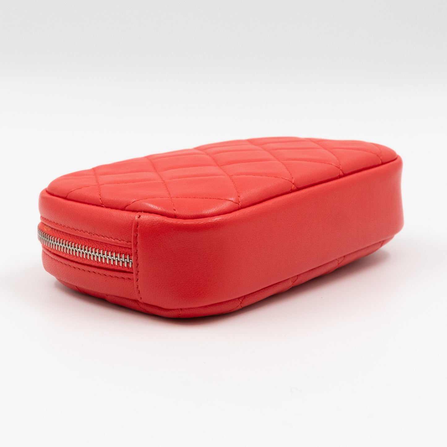 Curvy Pouch Cosmetic Case Coral Leather