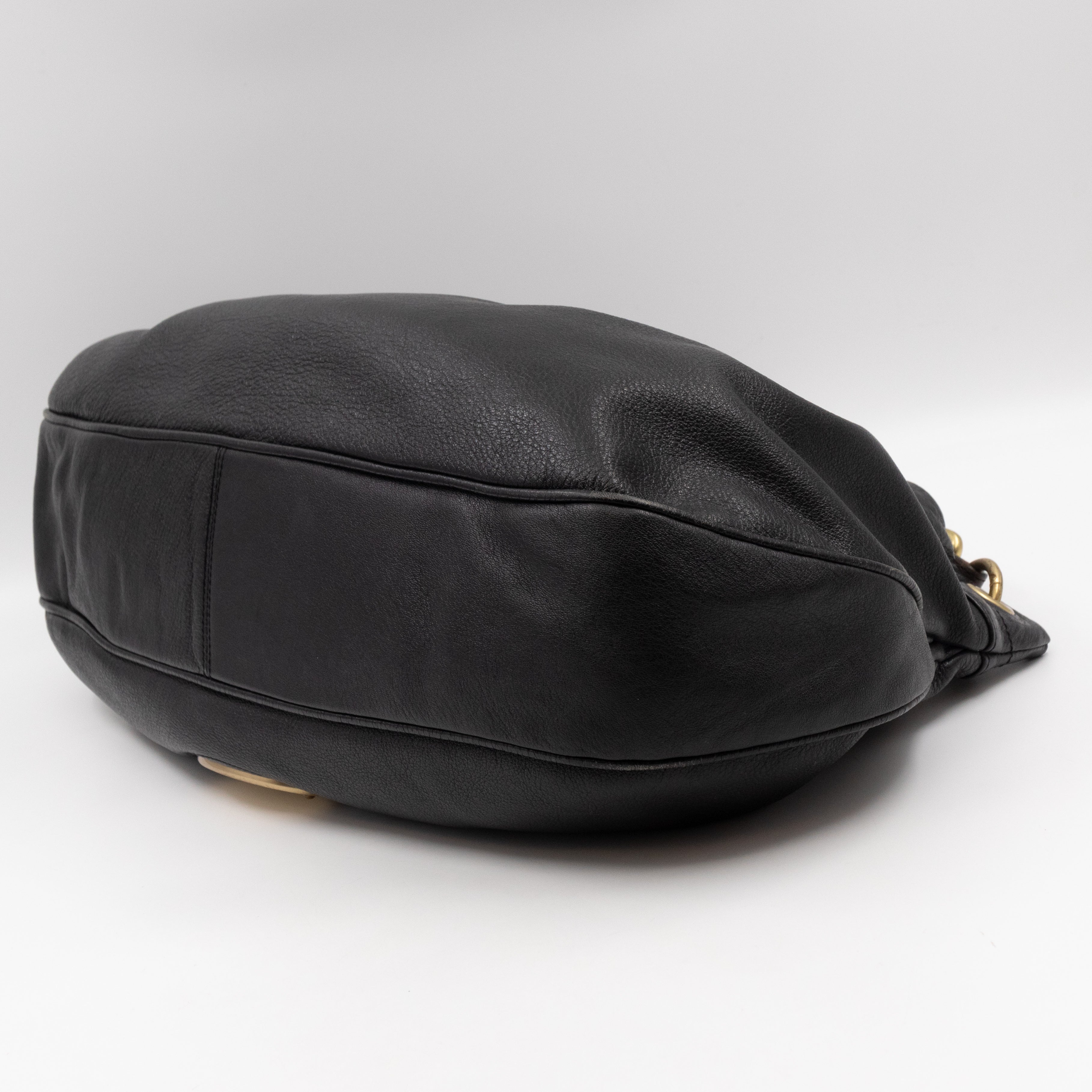 Mitzy East West Hobo Bag Black Leather