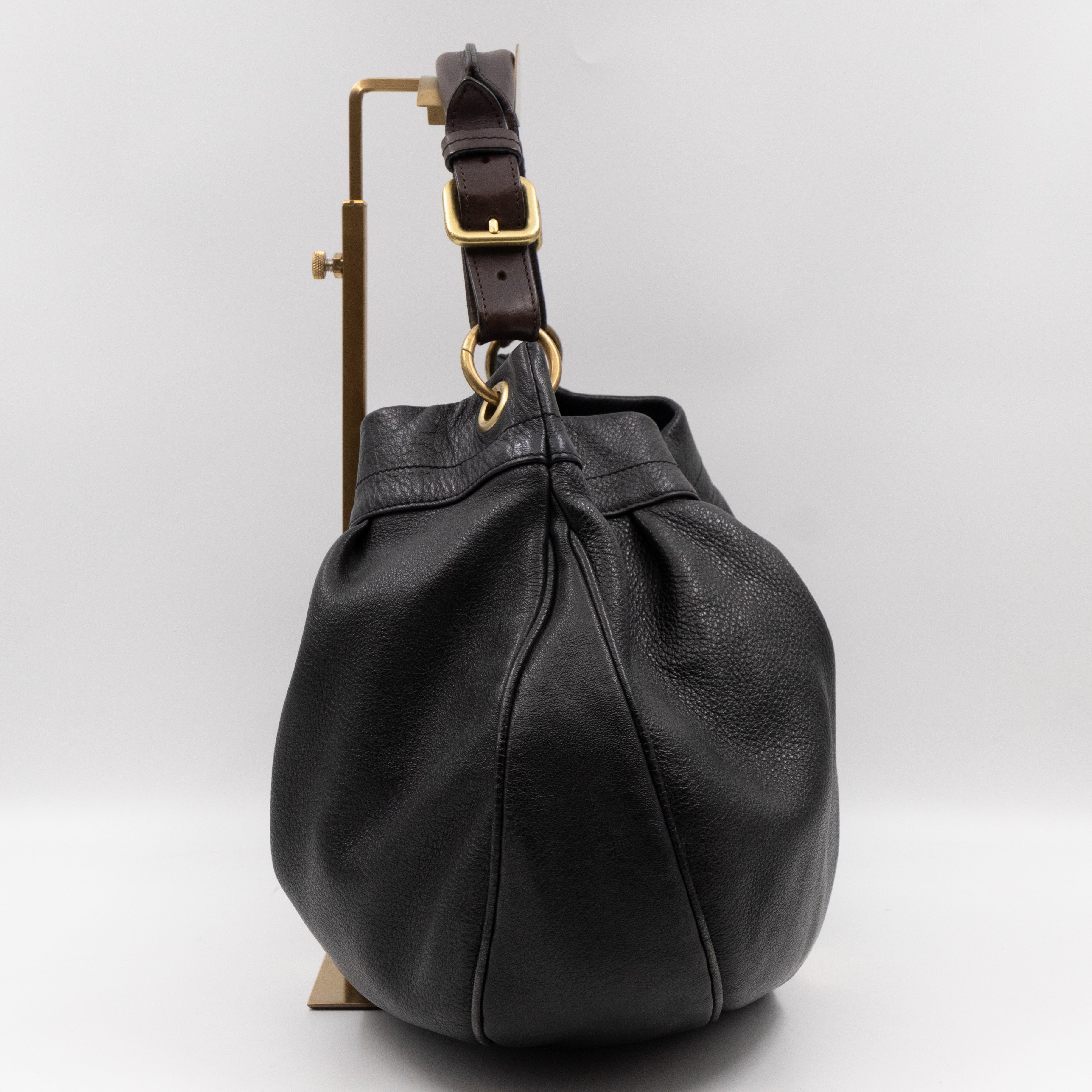 Mitzy East West Hobo Bag Black Leather