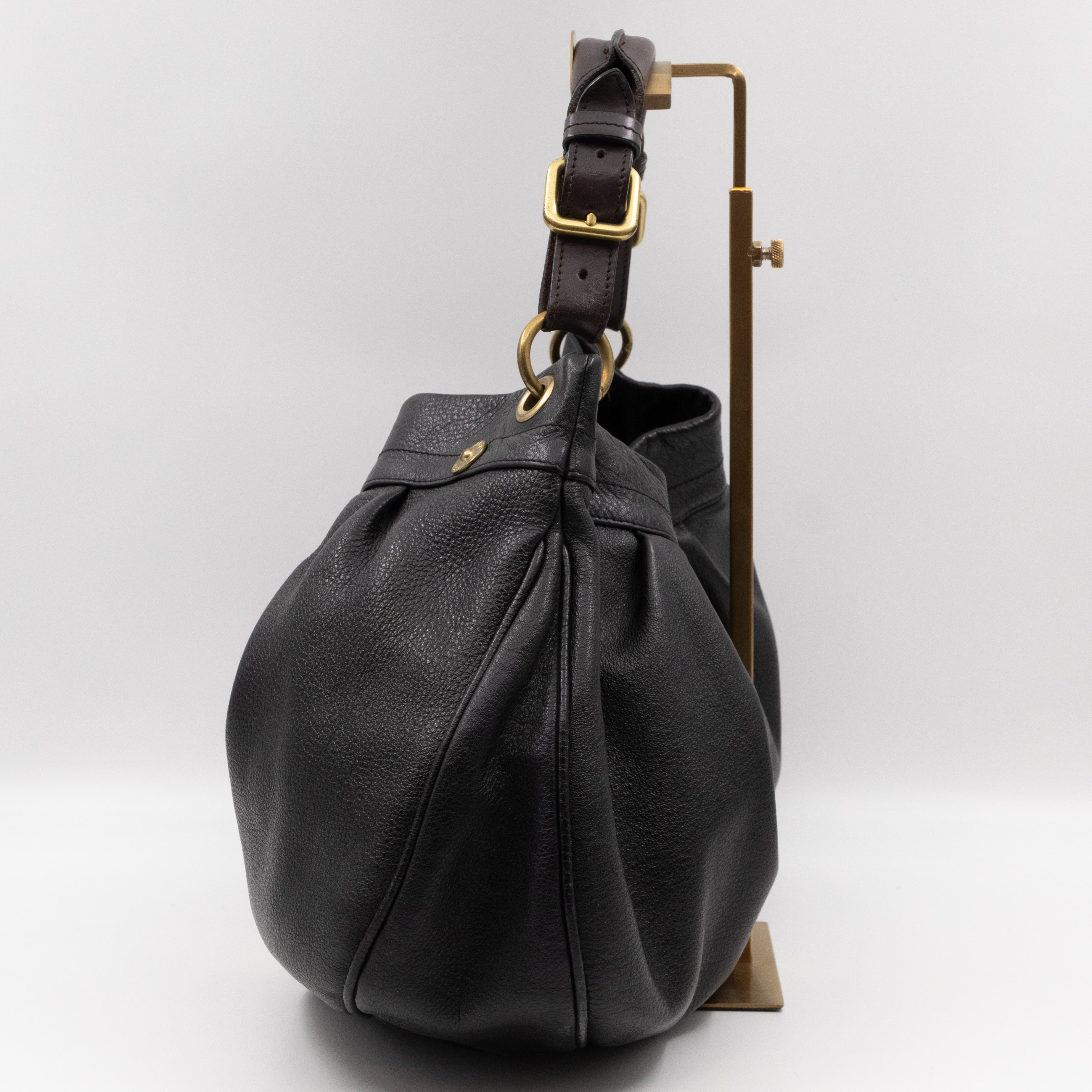 Mitzy East West Hobo Bag Black Leather