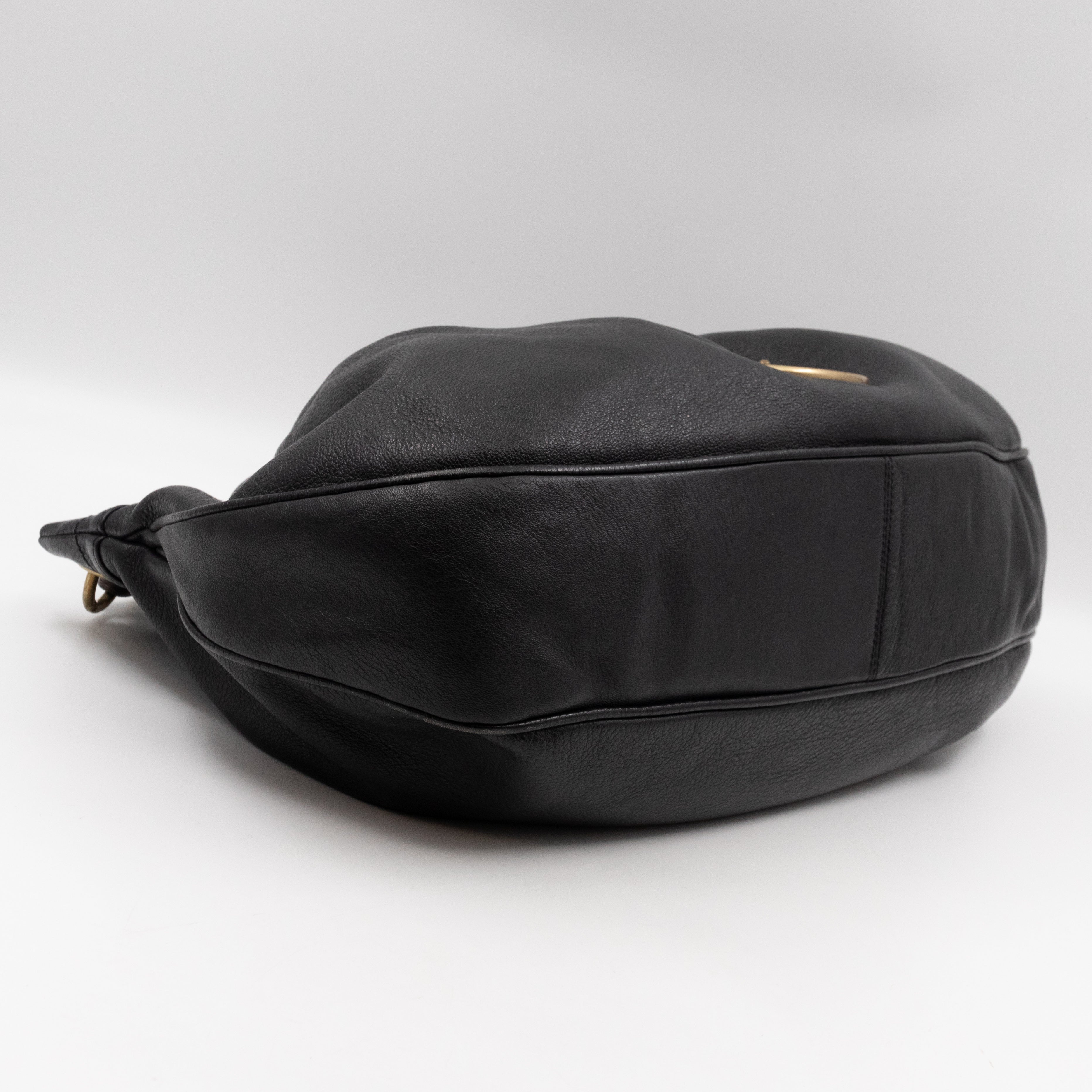 Mitzy East West Hobo Bag Black Leather