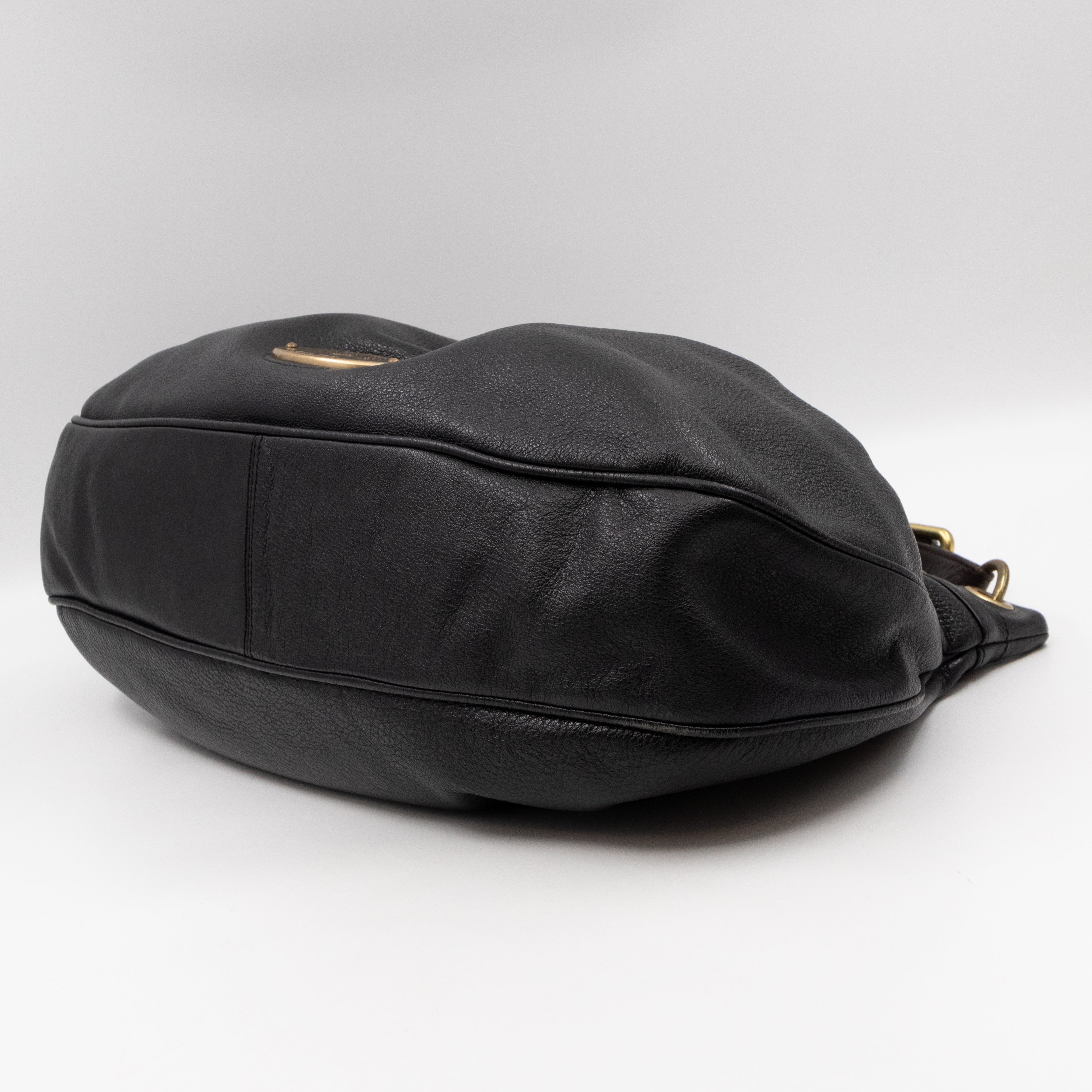 Mitzy East West Hobo Bag Black Leather
