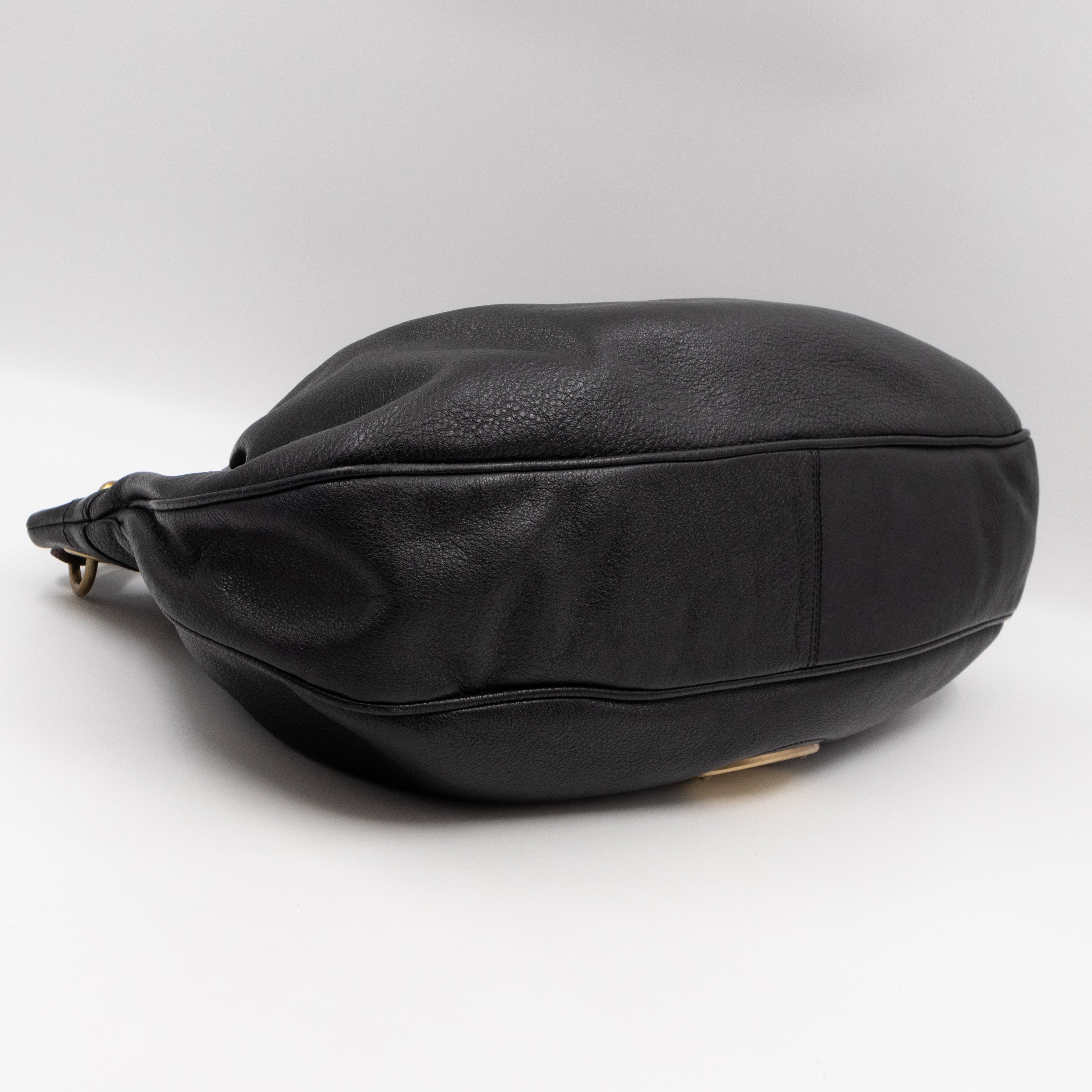 Mitzy East West Hobo Bag Black Leather
