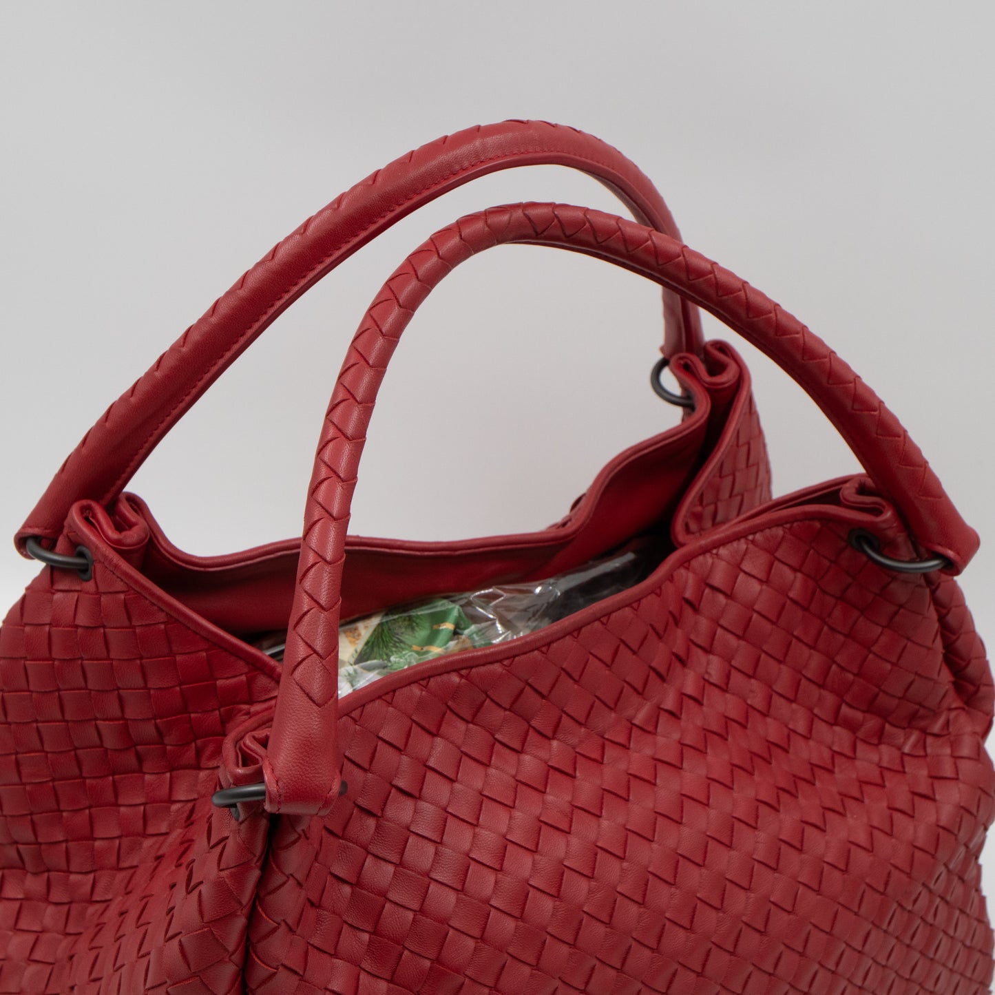 Parachute Bag Intrecciato Red Leather