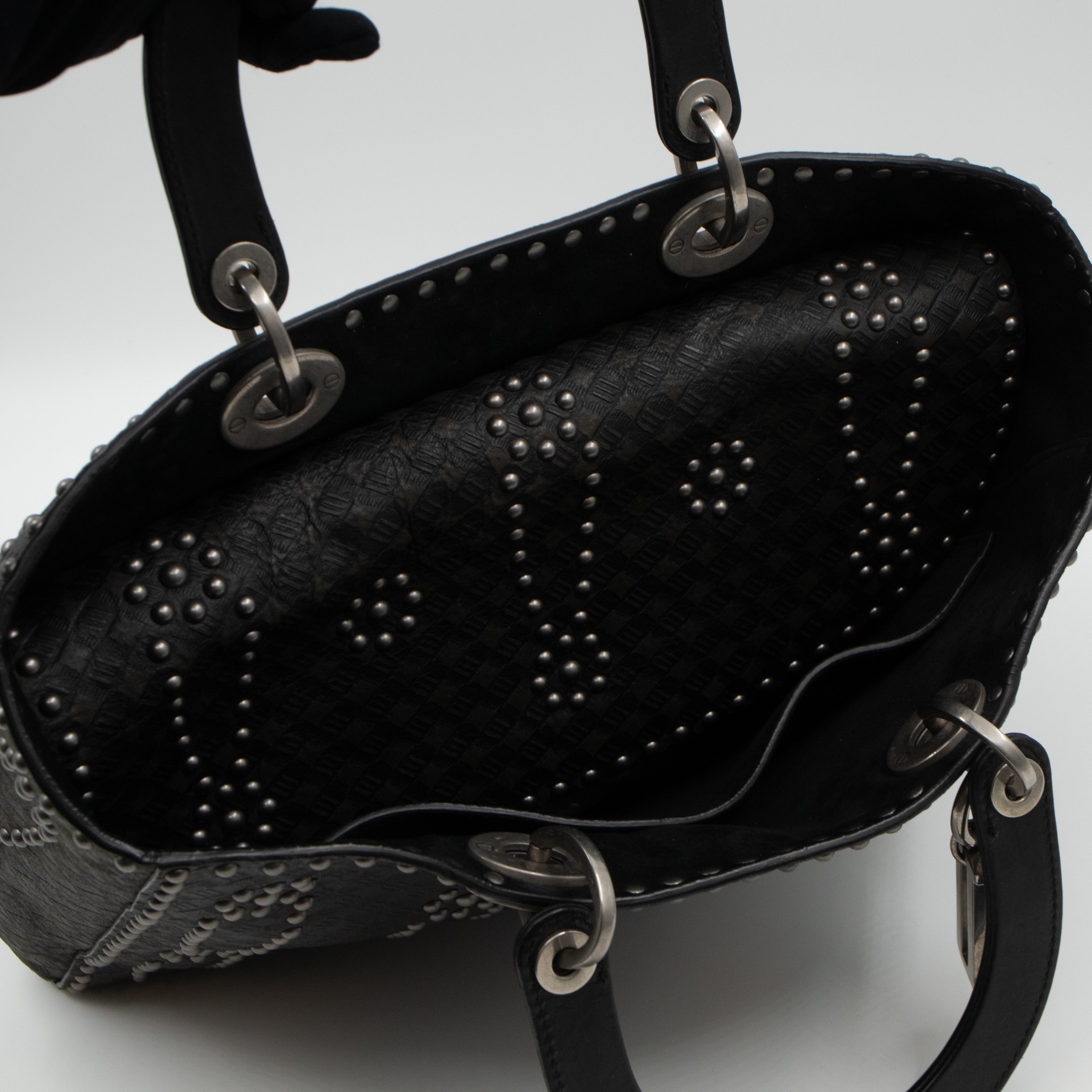 Lady Dior Large Supple Studded Black Calfskin Leather