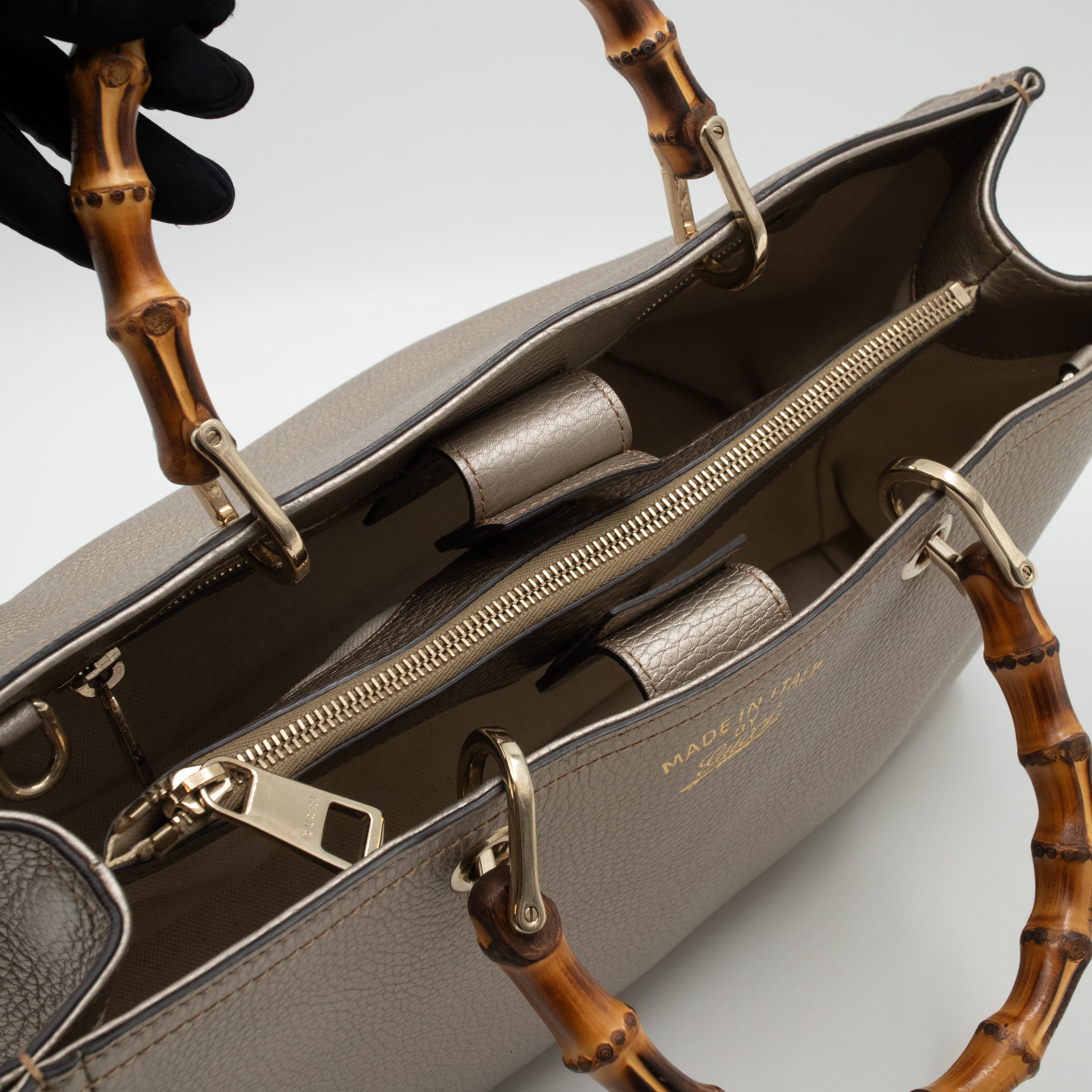 Bamboo Shopper Tote Champagne Leather