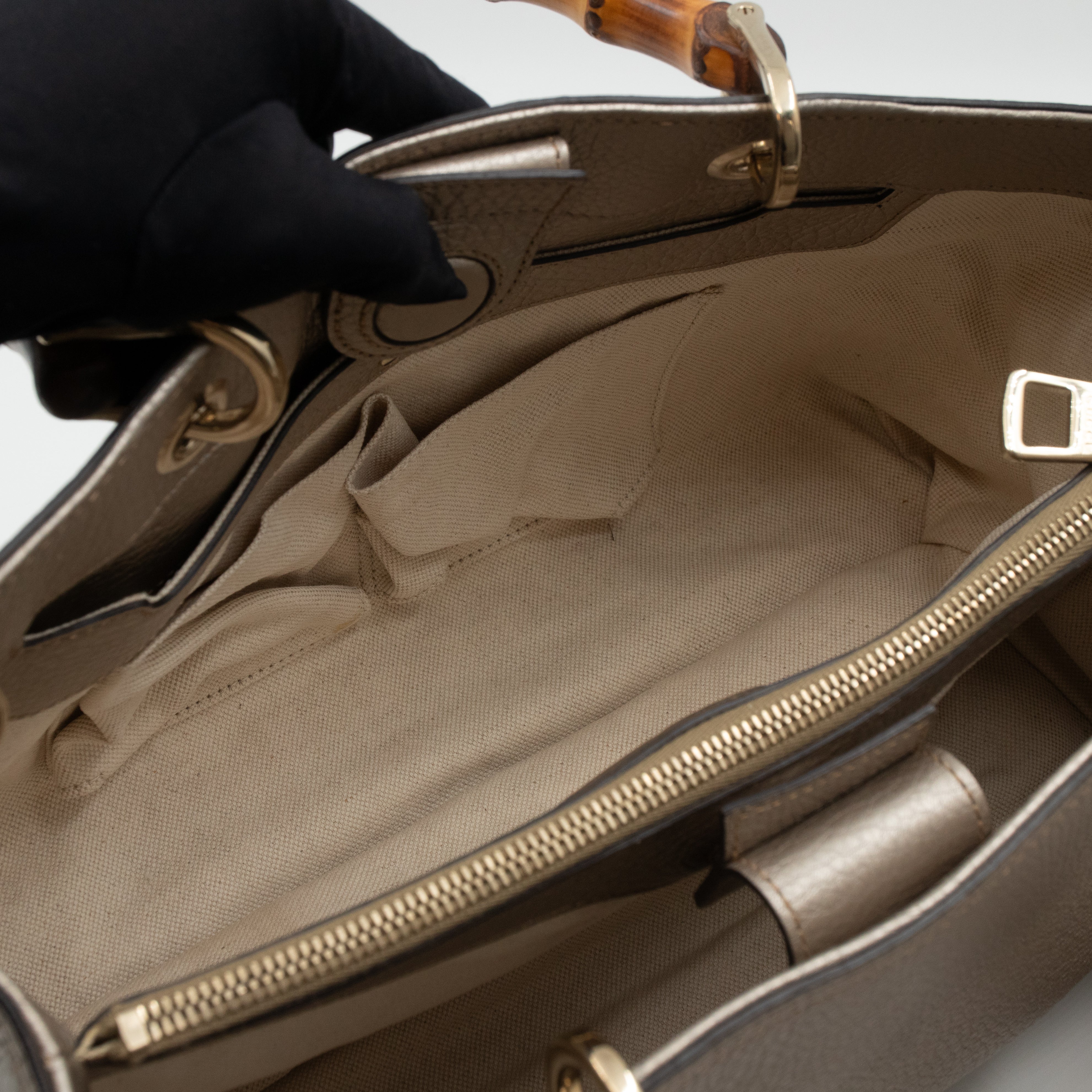 Bamboo Shopper Tote Champagne Leather