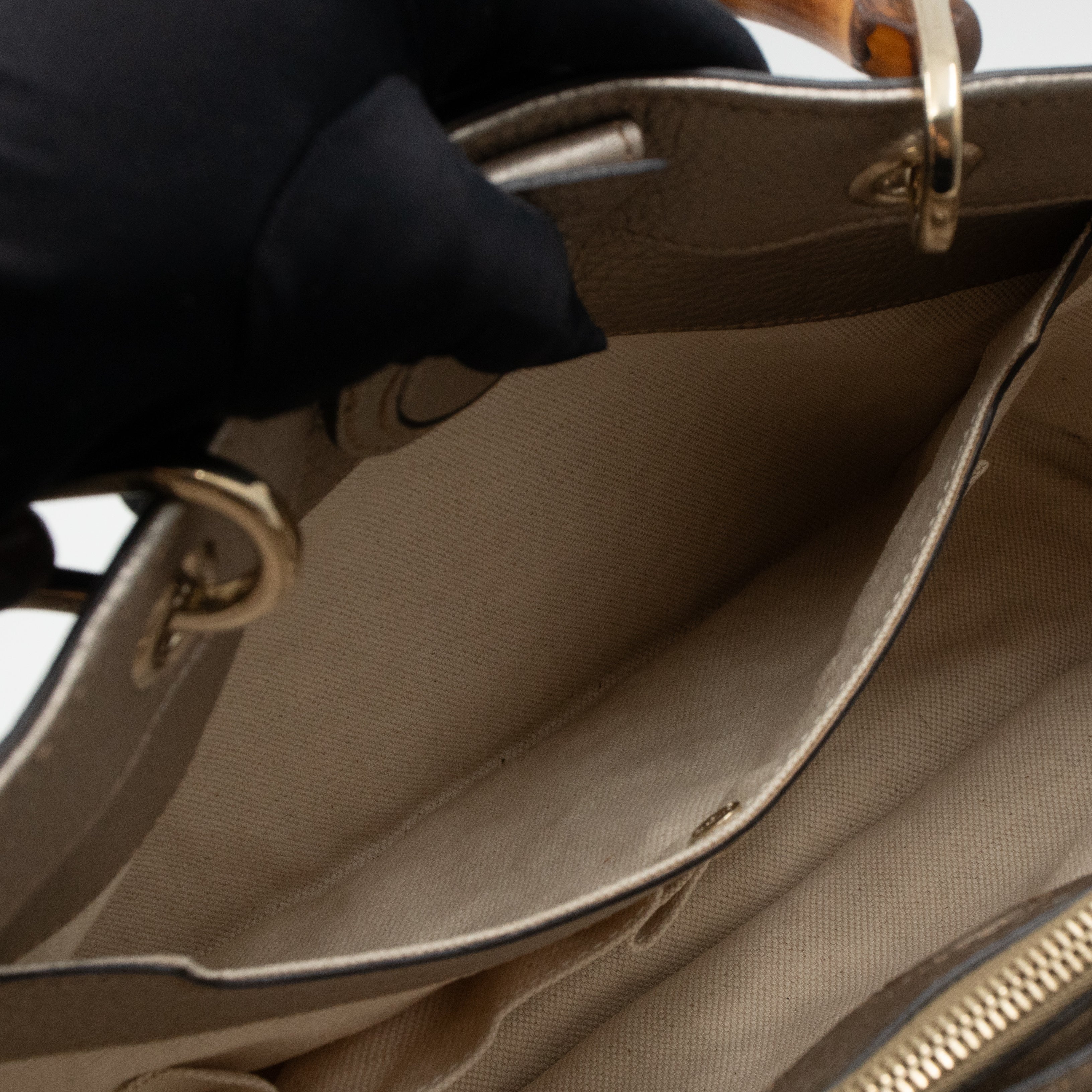 Bamboo Shopper Tote Champagne Leather
