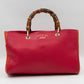 Bamboo Shopper Tote Red Orange Leather