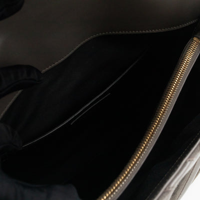 College Large Chevron Quilted Gray Suede Leather