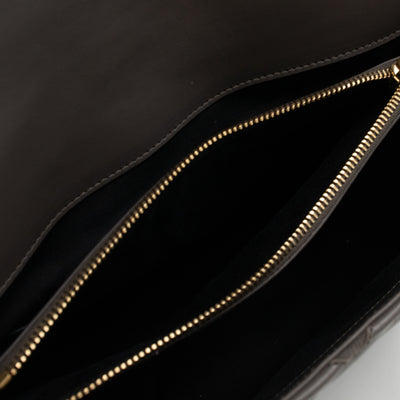 College Large Chevron Quilted Gray Suede Leather