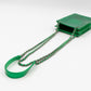 CC Phone Holder Crossbody Bag Green Metallic Patent Leather