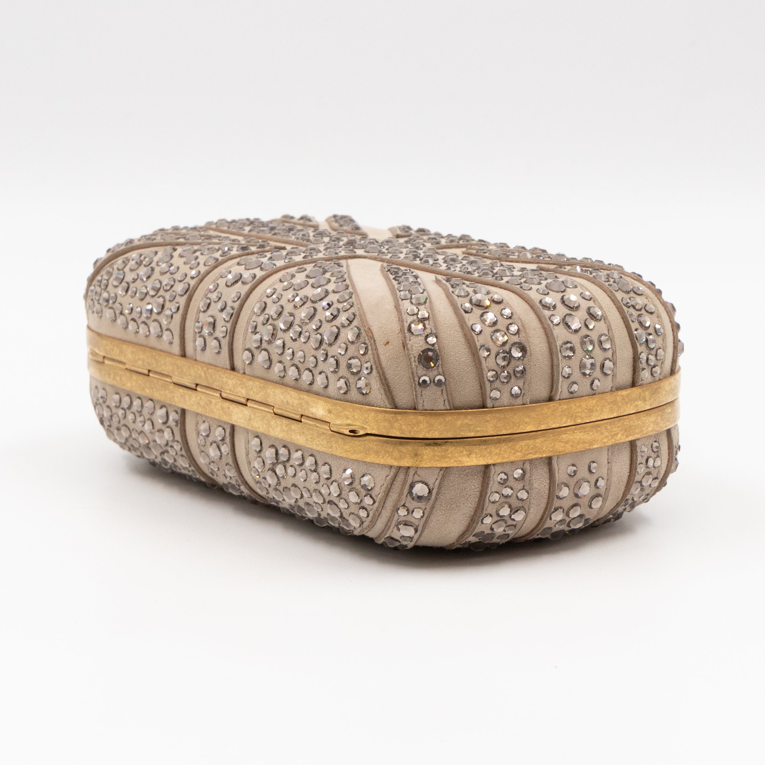 Skull Clutch Britannia Union Jack Crystal Beige Suede