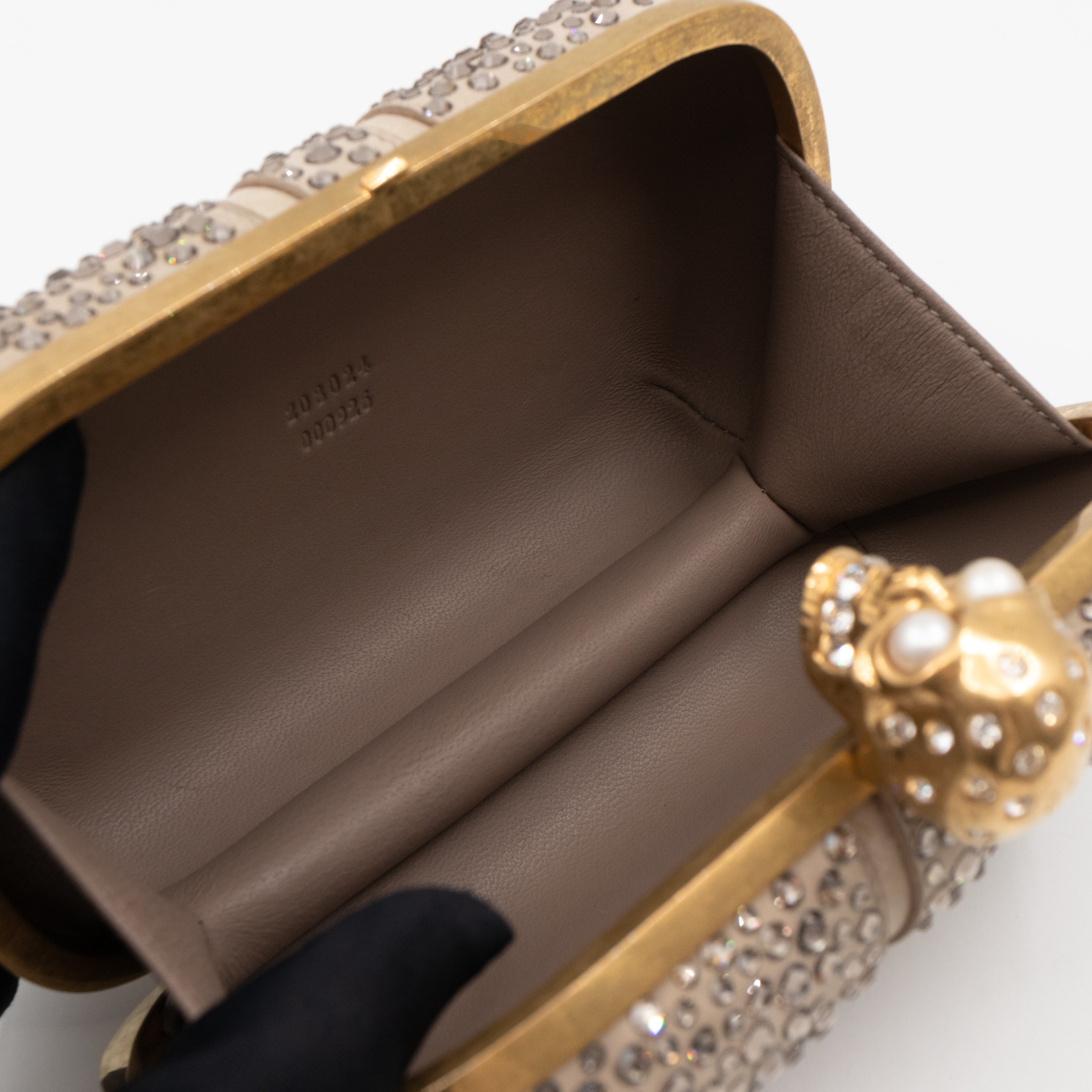 Skull Clutch Britannia Union Jack Crystal Beige Suede