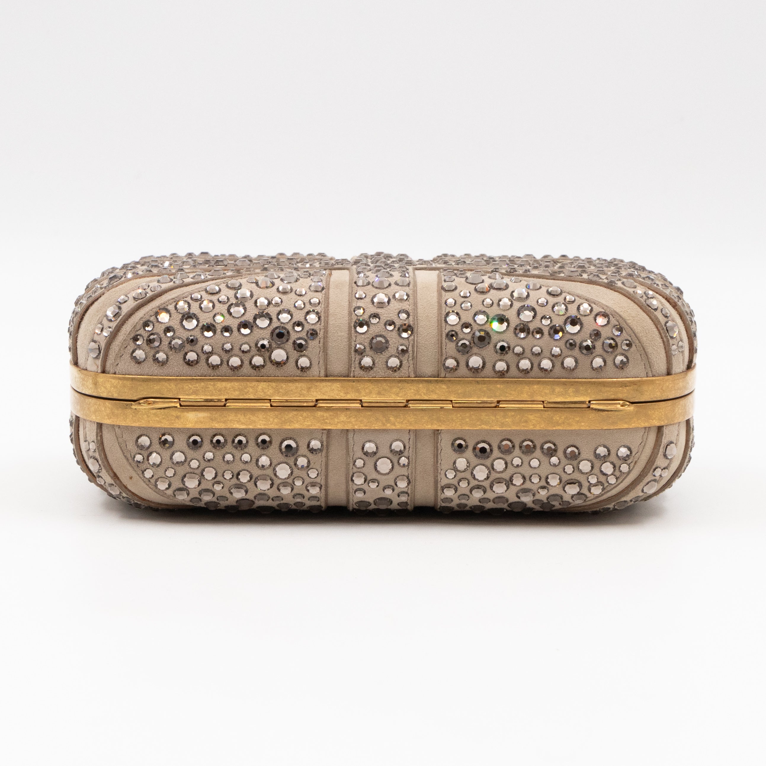 Skull Clutch Britannia Union Jack Crystal Beige Suede