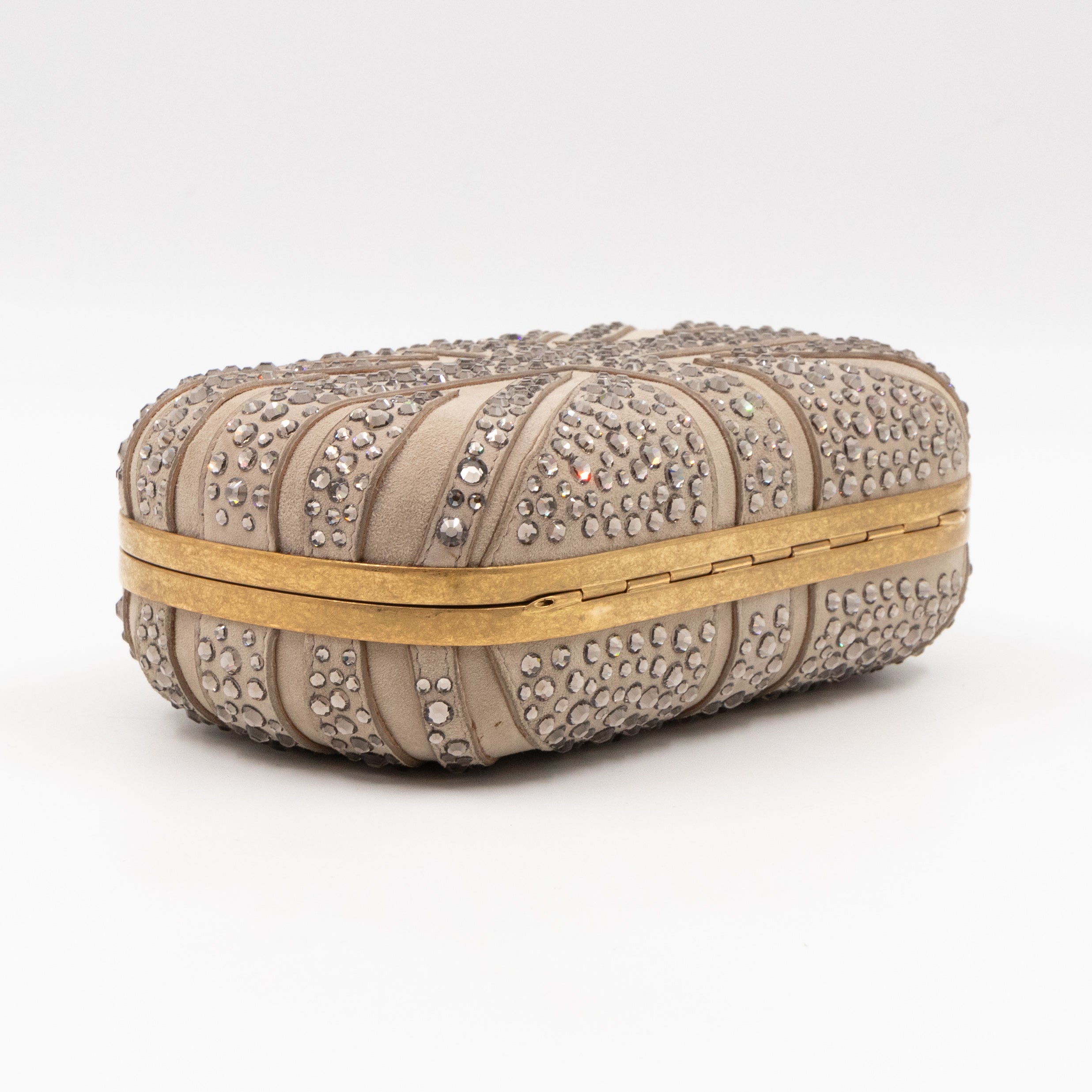 Skull Clutch Britannia Union Jack Crystal Beige Suede