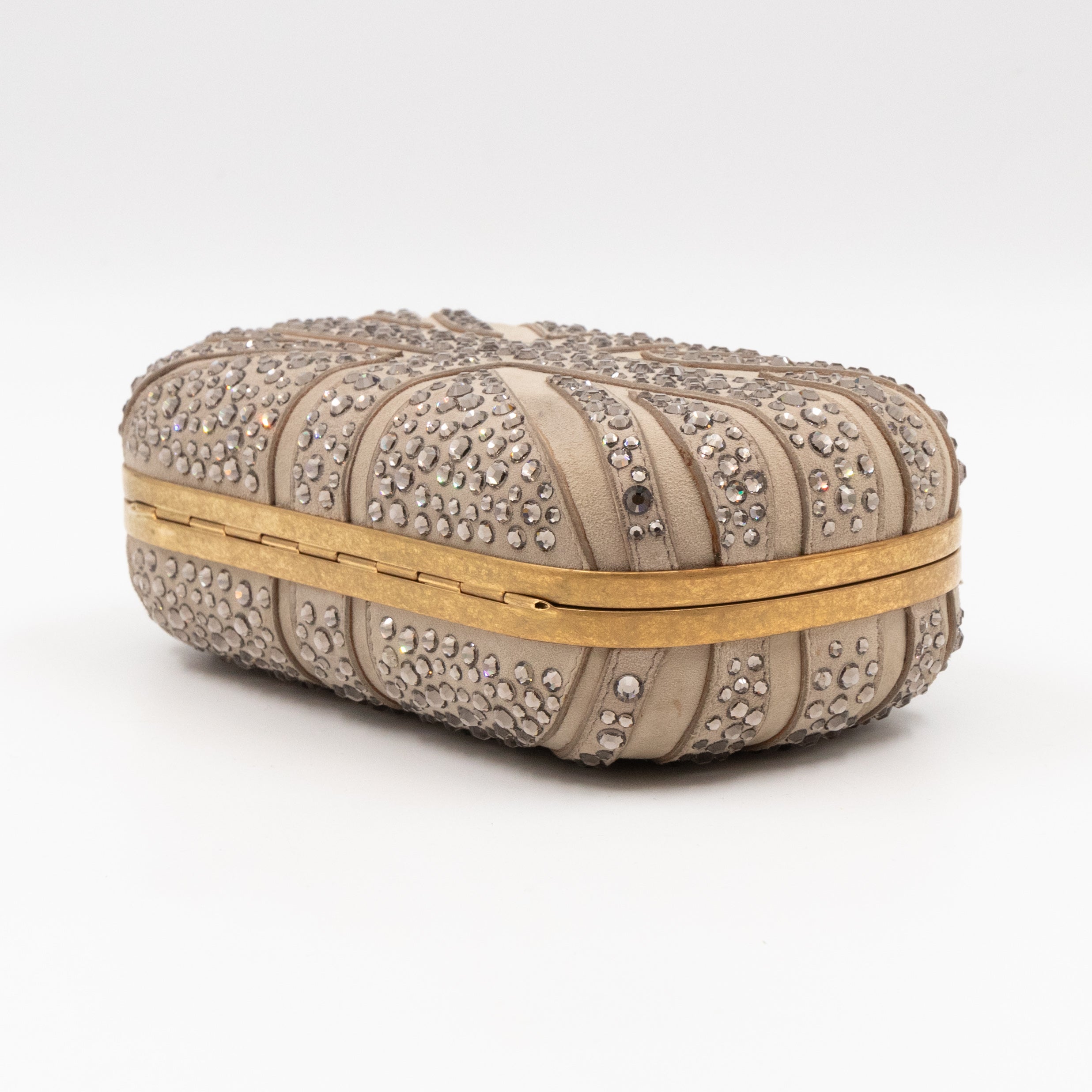 Skull Clutch Britannia Union Jack Crystal Beige Suede