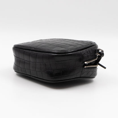 Blogger Bag Croc Embossed Black Leather