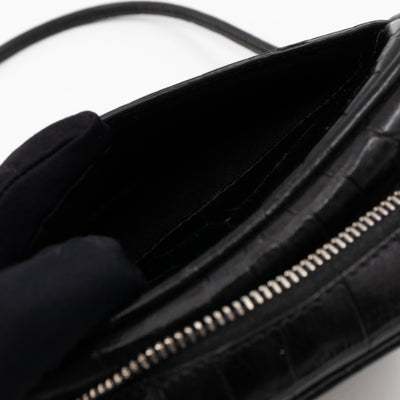 Blogger Bag Croc Embossed Black Leather