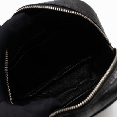 Blogger Bag Croc Embossed Black Leather