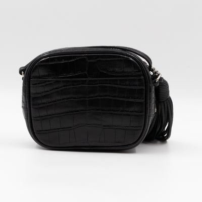 Blogger Bag Croc Embossed Black Leather