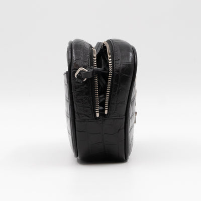Blogger Bag Croc Embossed Black Leather