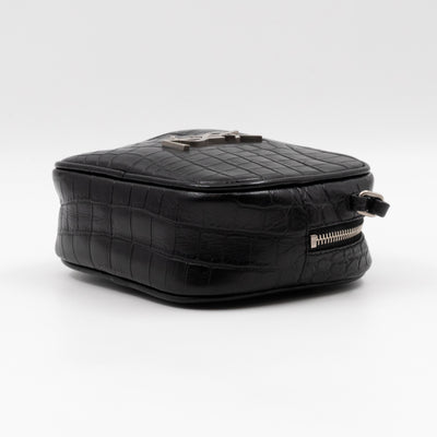 Blogger Bag Croc Embossed Black Leather