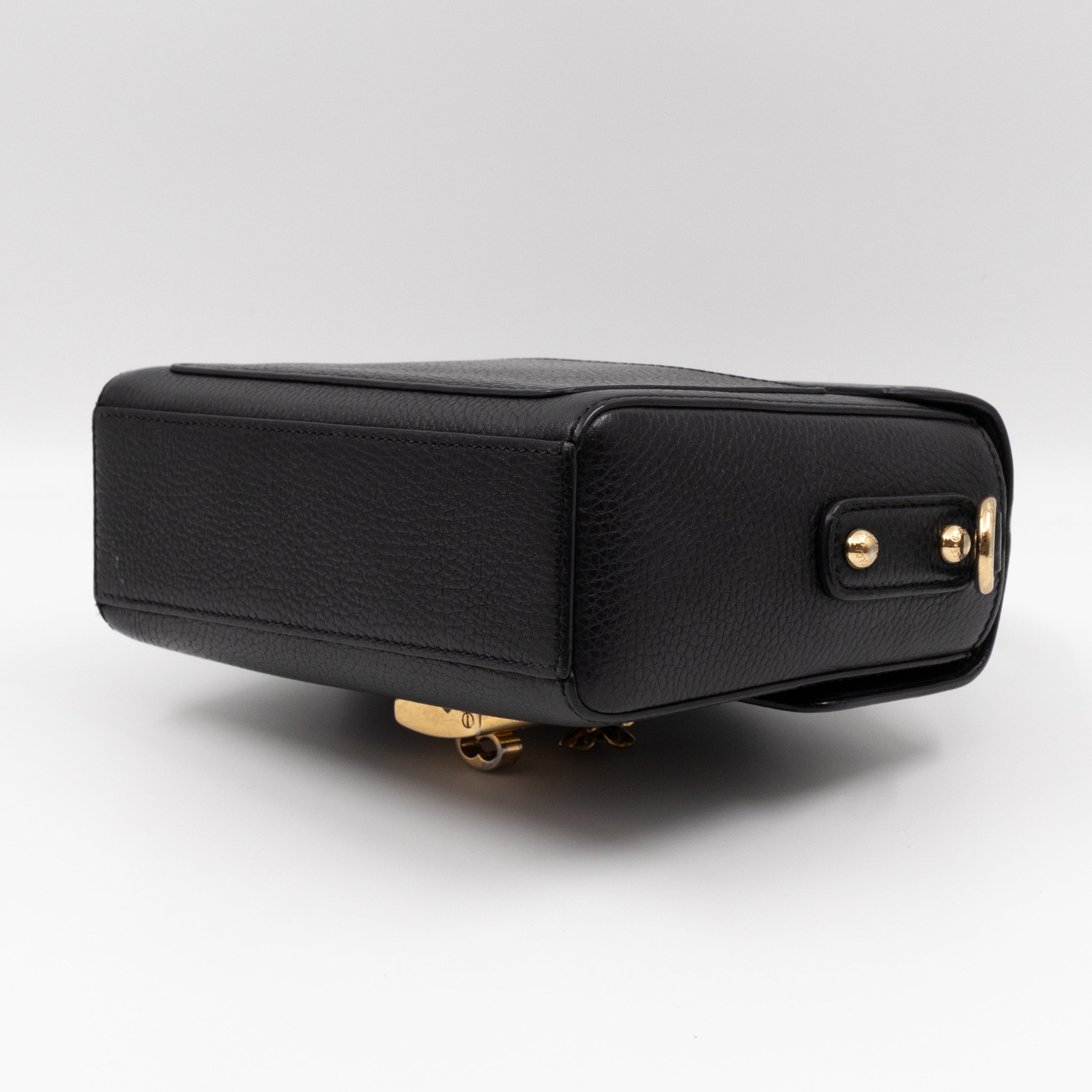 Padlock Flap Bag Black Grained Leather