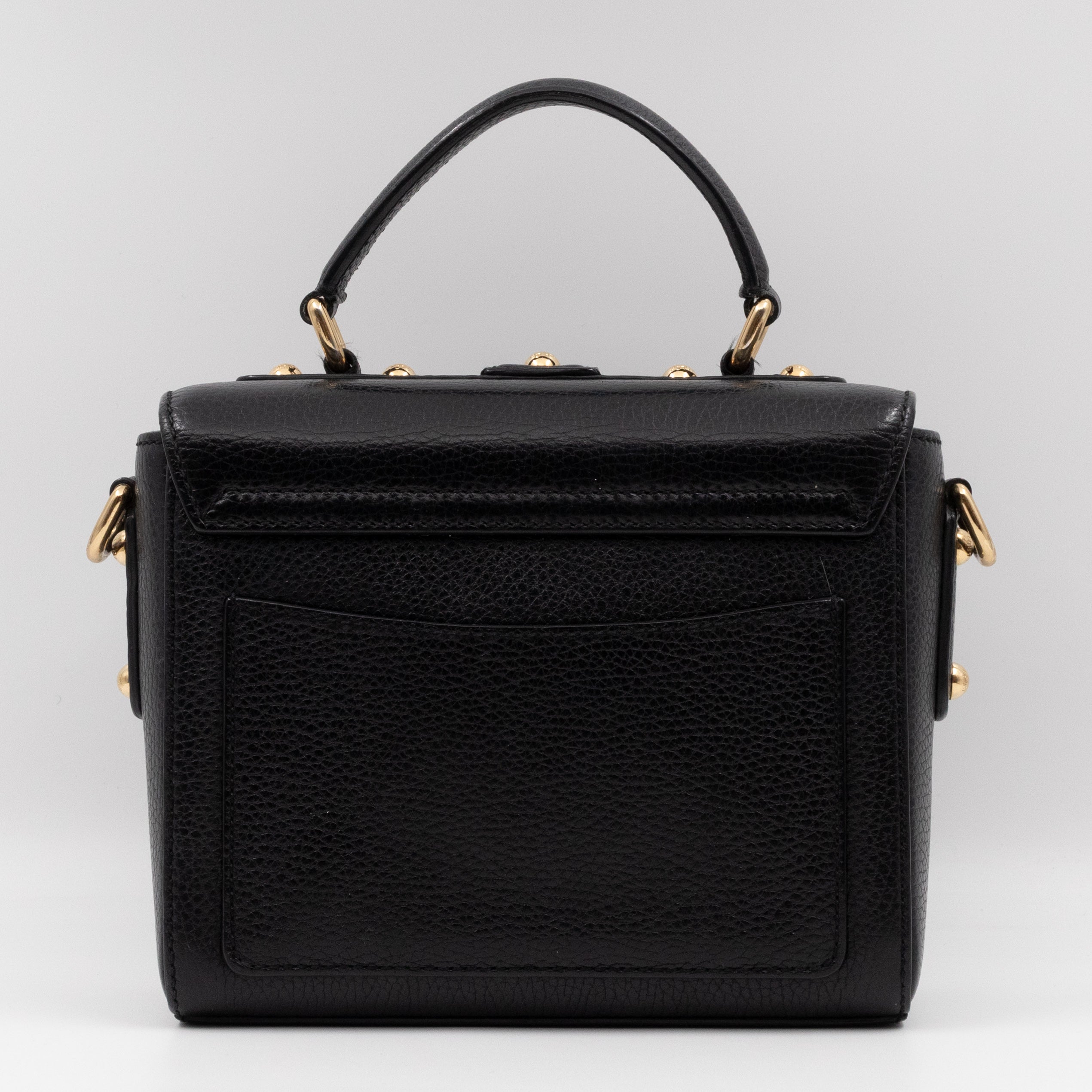 Padlock Flap Bag Black Grained Leather