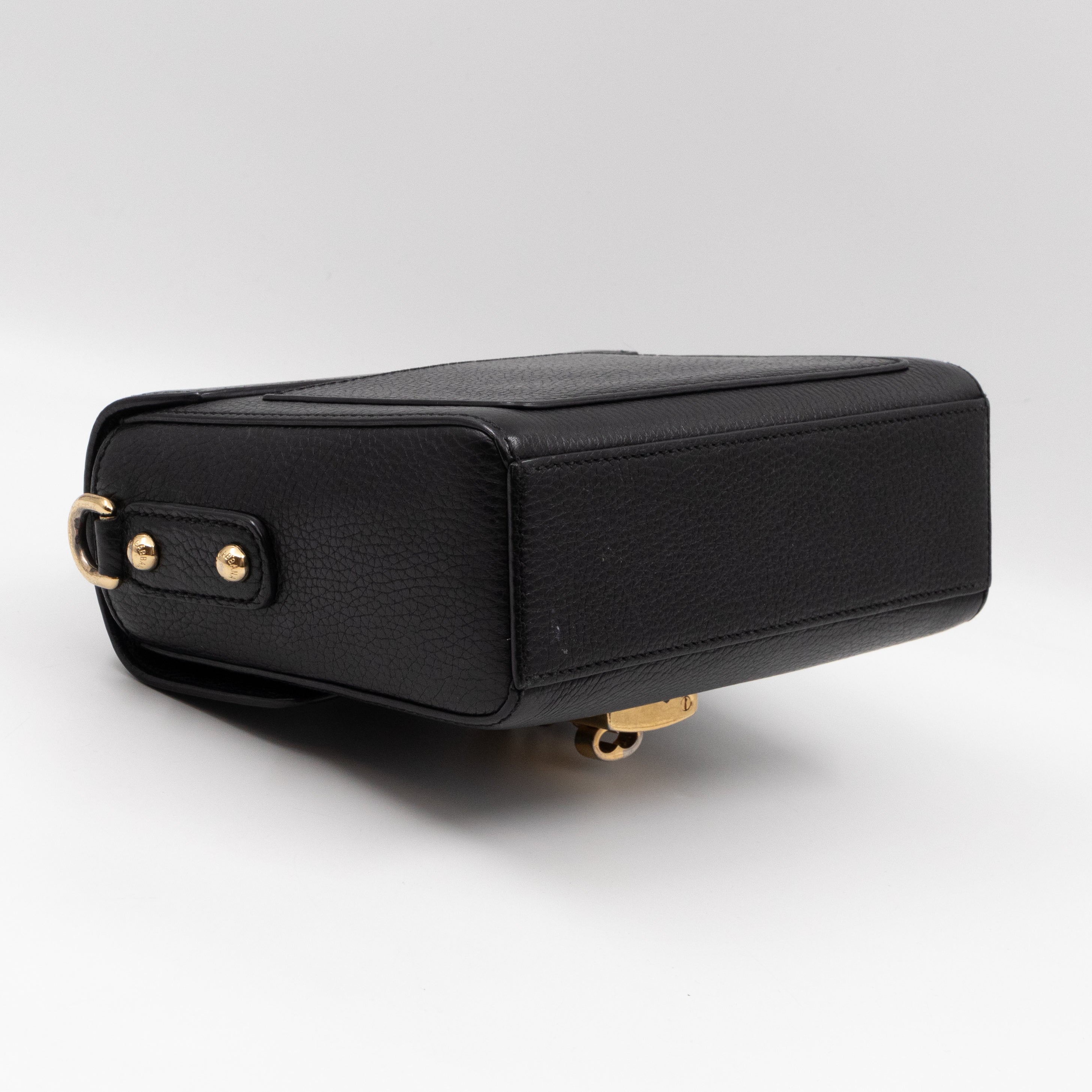 Padlock Flap Bag Black Grained Leather