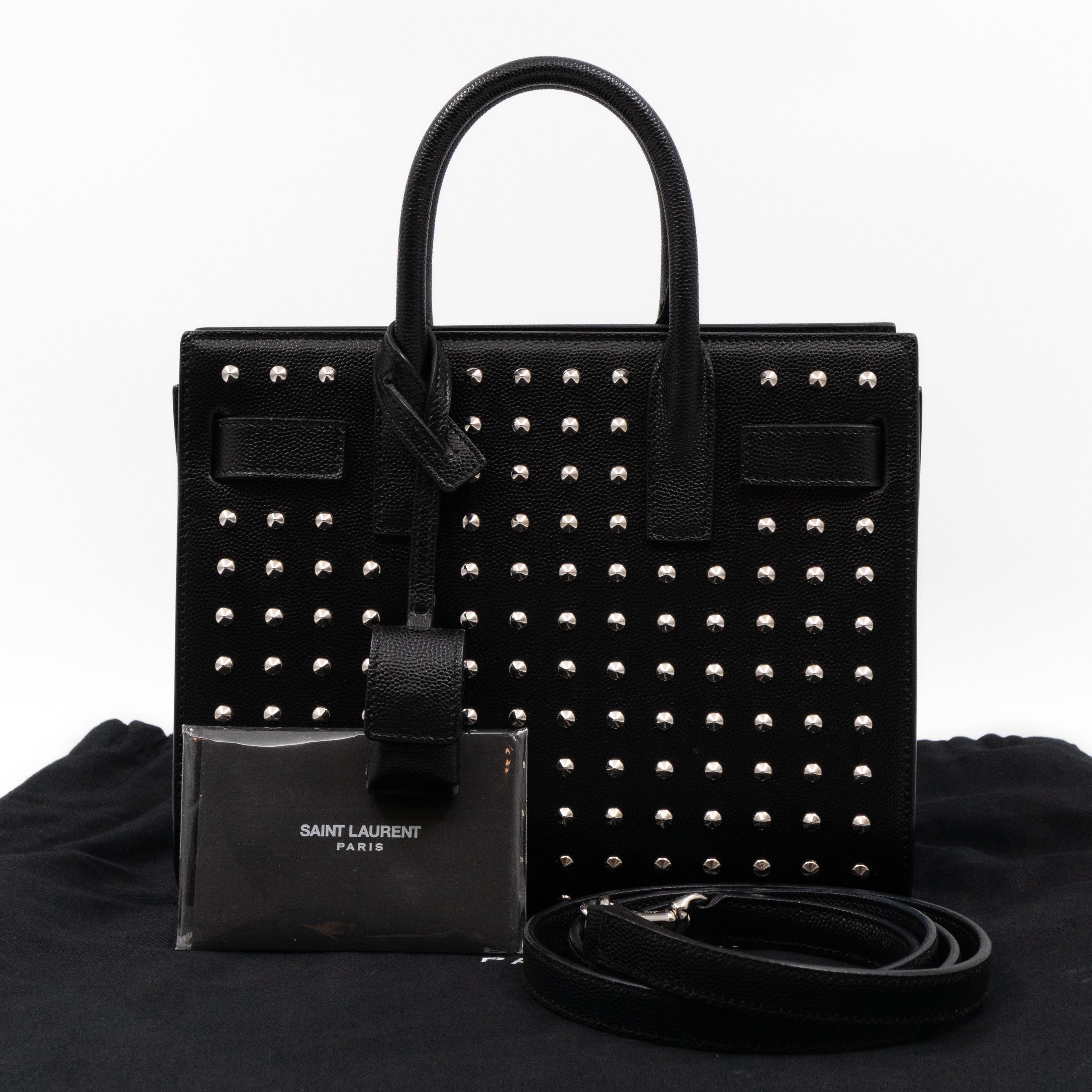 Sac de Jour Nano Studded Black Leather
