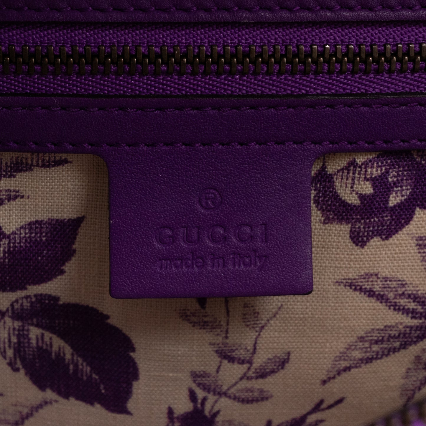 Animalier Medium Shoulder Bag Purple Leather