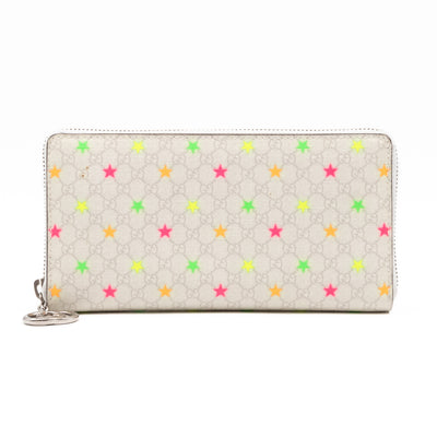 Zip Around Wallet White Micro GG Supreme Stars Canvas